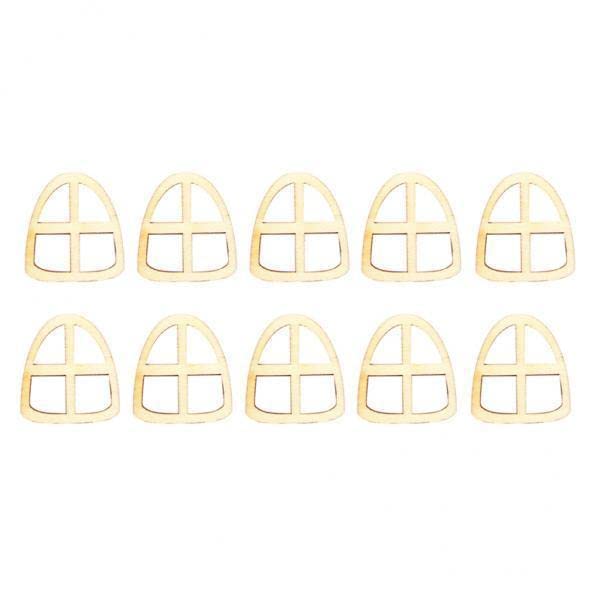 Tachiuwa 2X 10pcs Plain Wooden Fairy Window Shape Craft Embellishments for DIY Home Decor, Scrapbooking, and Fairy Garden Accessories