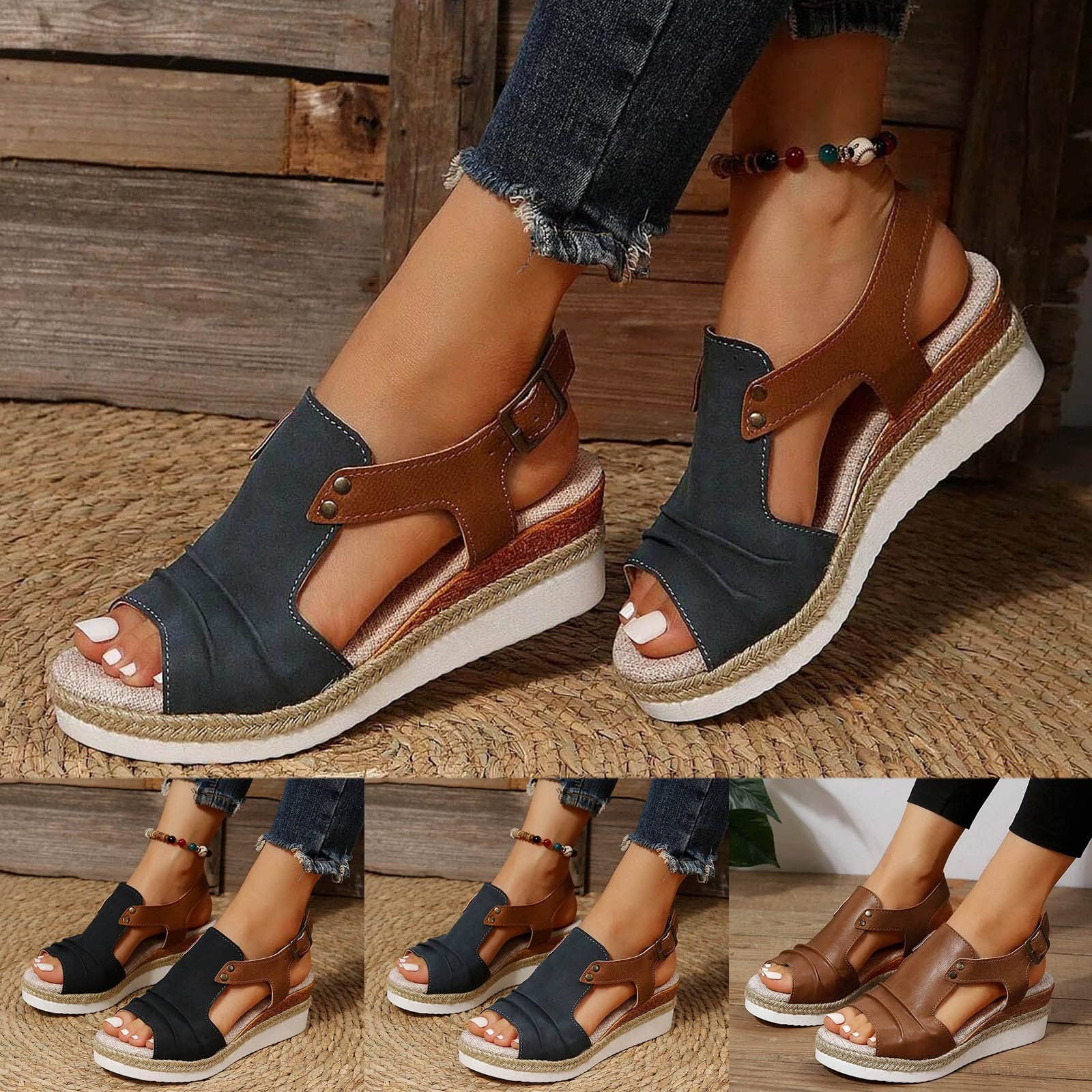 TUQIDEWU Women's Summer Espadrille Sandals - Dressy Open Toe Slip-on Platform Wedge Sandals for Women | Comfortable Casual & Beach Wear for Summer Outings, Vacations and Date Nights