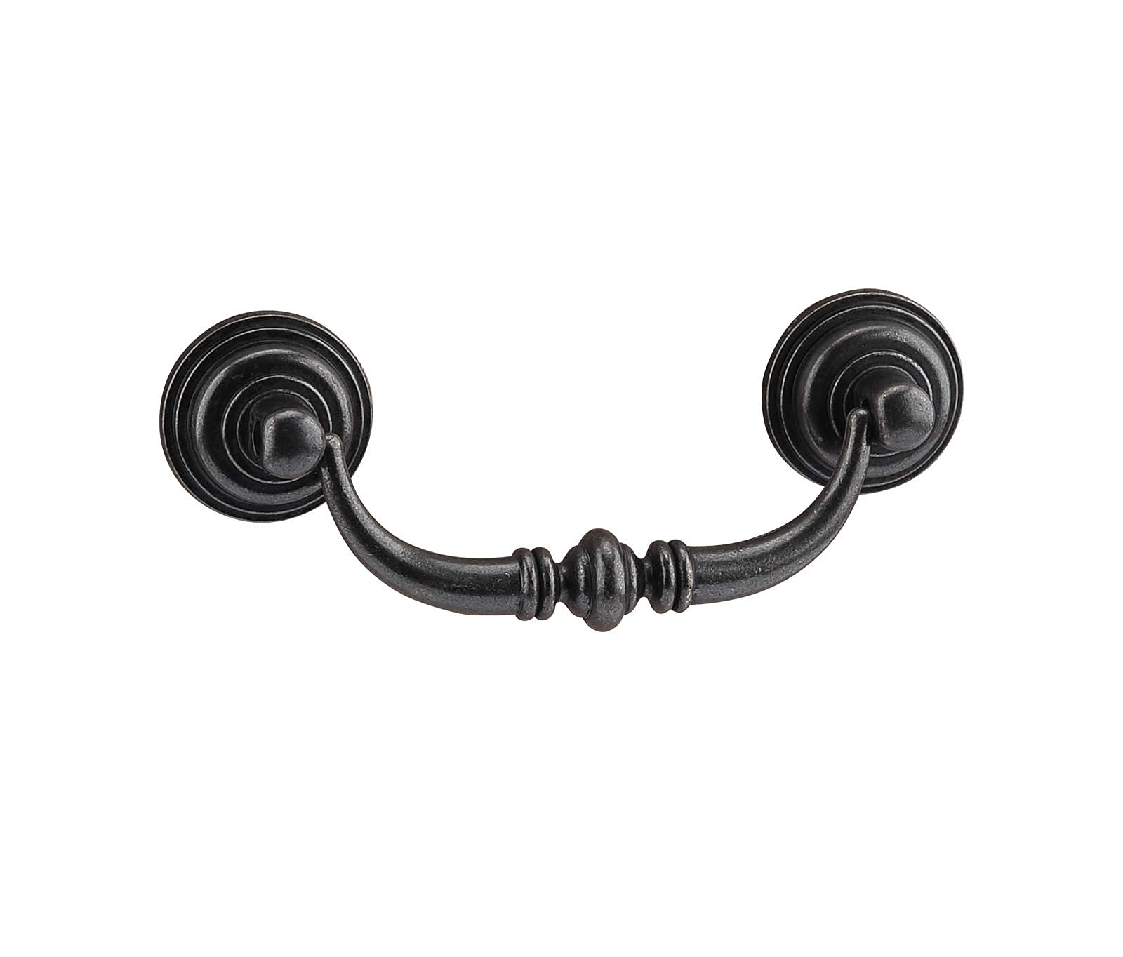 4Pcs Classic Iron Bail Drop Cabinet Pulls - Vintage Black Metal Swing Drawer Handles for Kitchen, Bathroom & Office (4-1/4