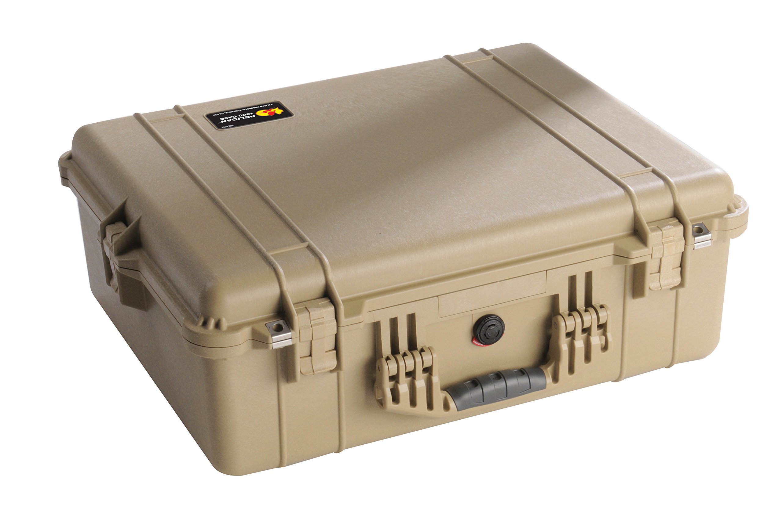 Pelican 1600 Waterproof Hard Camera Case with Customizable Foam Insert - Desert Tan | Shockproof & Dustproof Protection for DSLR, Lenses & Equipment | Perfect for Travel, Outdoor Photography & Professional Use