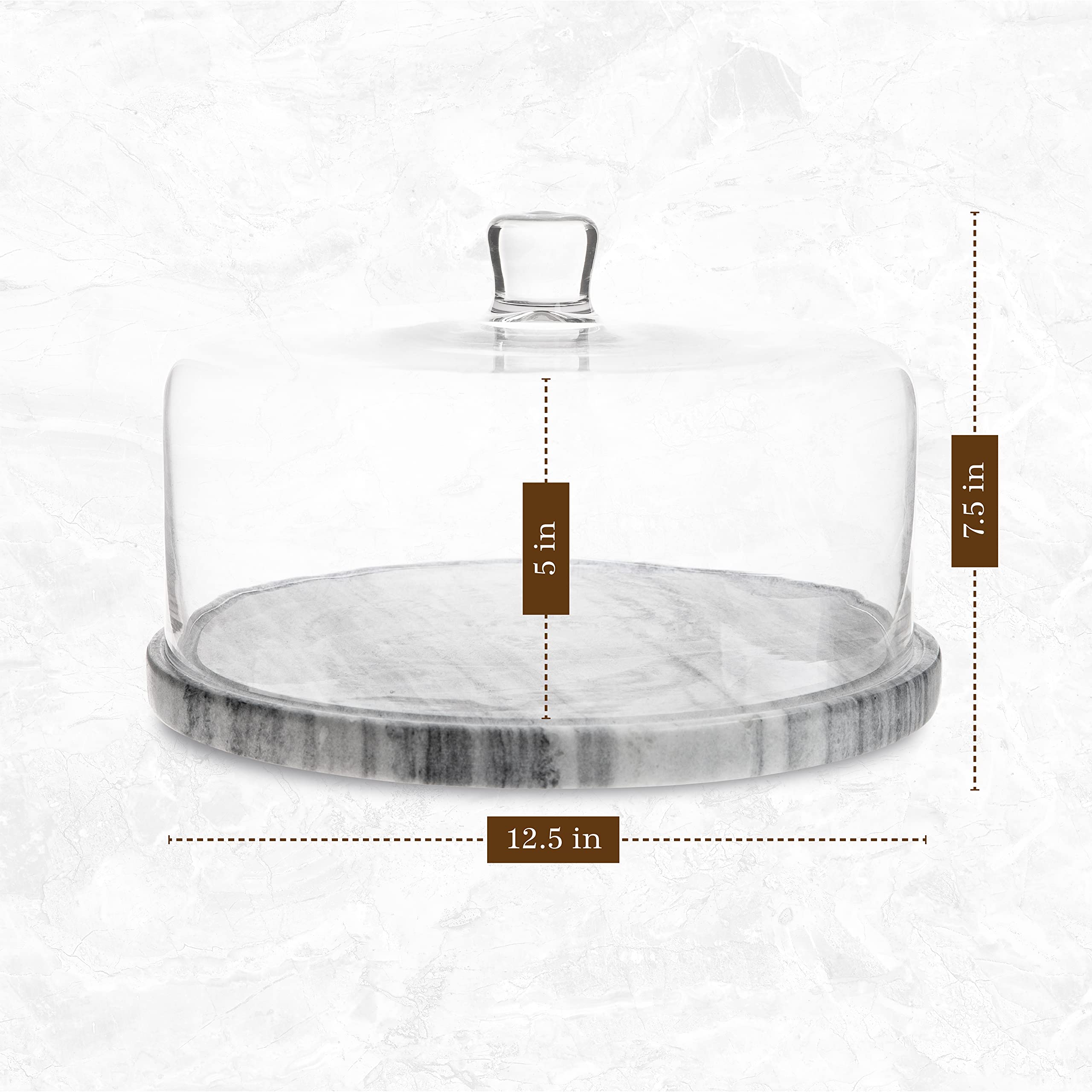 Galashield Marble Cake Stand with Glass Dome Cover - Elegant Dessert Display for Weddings, Parties & Afternoon Tea | 3-Tier Serving Plate for Cakes, Pastries & Treats