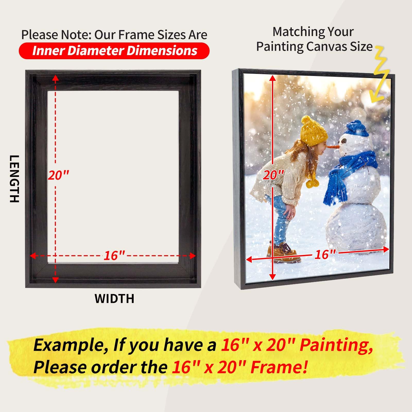Sunwes Canvas Floater Frames - 1 1/4 Inch Deep Floating Canvas Frame for Wall Art Decor | Custom Size, Removable Stretched Canvas | Perfect for Home Decor, Gallery Display & Christmas Gifts