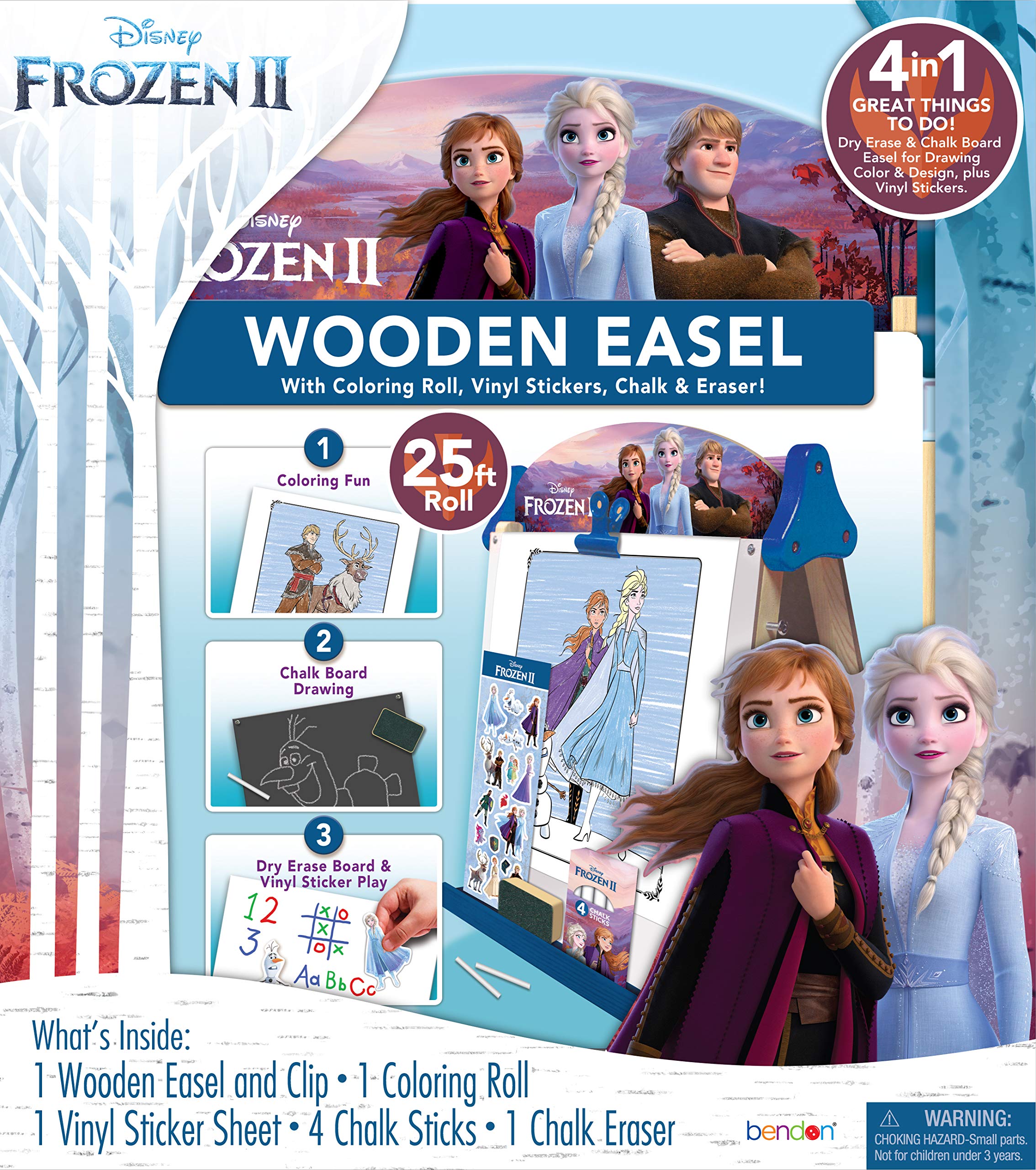 Disney Frozen 2 Double-Sided Wooden Art Easel with 25-Foot Coloring Paper Roll - Kids Drawing Board for Home & Classroom (AS46283, Multicolor) - Perfect for Birthday Gifts, Art Projects & Creative Play