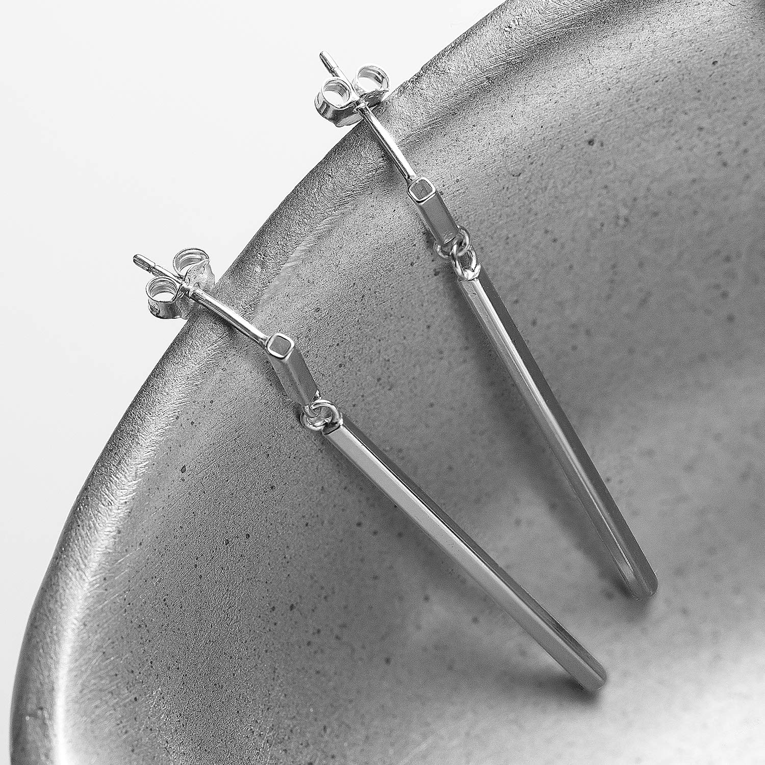 925 Sterling Silver Vertical Bar Dangle Earrings for Women - Elegant Long Drop Bar Earrings for Everyday Wear, Parties & Special Occasions