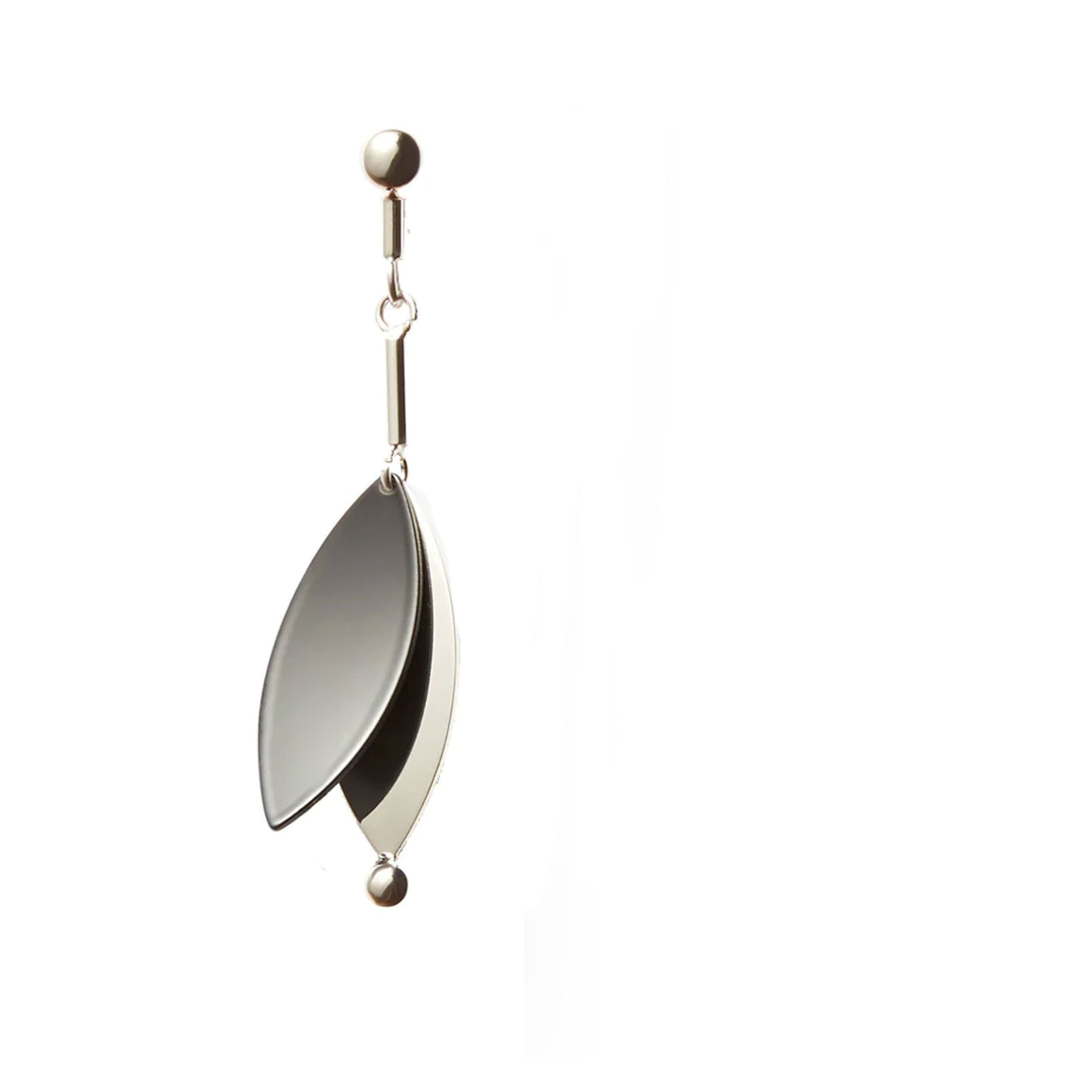 PS Small Leaf Earrings for Women - Sterling Silver & Black Minimalist Stud Earrings - Perfect for Everyday Wear, Office, Date Night & Gifting