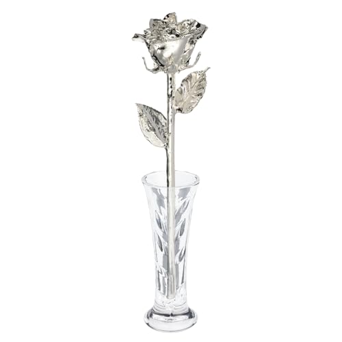 Silver Dipped Rose (With Clear Glass Bud Vase)