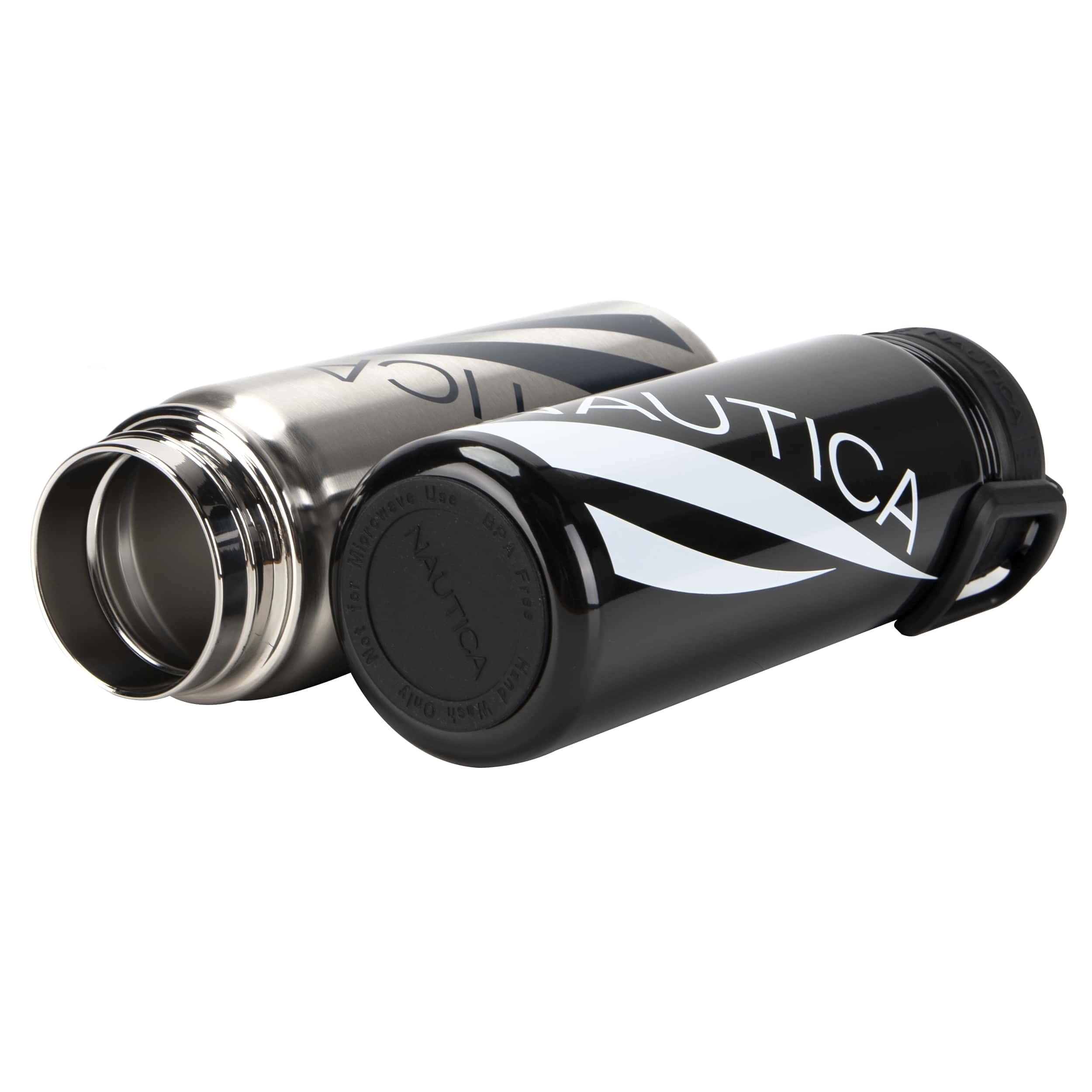 Nautica Insulated Stainless Steel Water Bottle - 32oz Double Wall Vacuum Flask with Dual Mouth Chug Cap & Wide Opening - BPA Free Reusable Metal Bottle for Gym, Hiking, Camping & Outdoor Activities