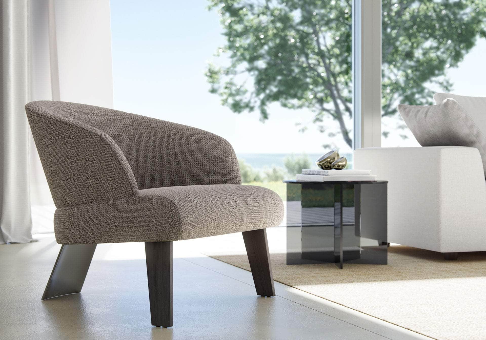 Thayer Accent Lounge Chair - Modern Maplewood Frame with Premium Italian Fabric - Perfect for Living Room, Bedroom, or Office Decor