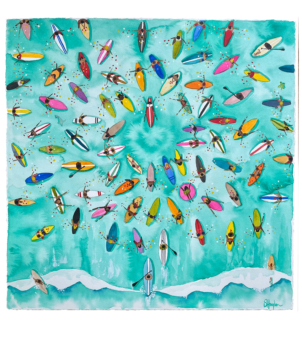 Paddle Out for Lahaina #65 Surf Art Print by Sarah Houglum - Perfect for Beach House Decor & Surfing Enthusiasts