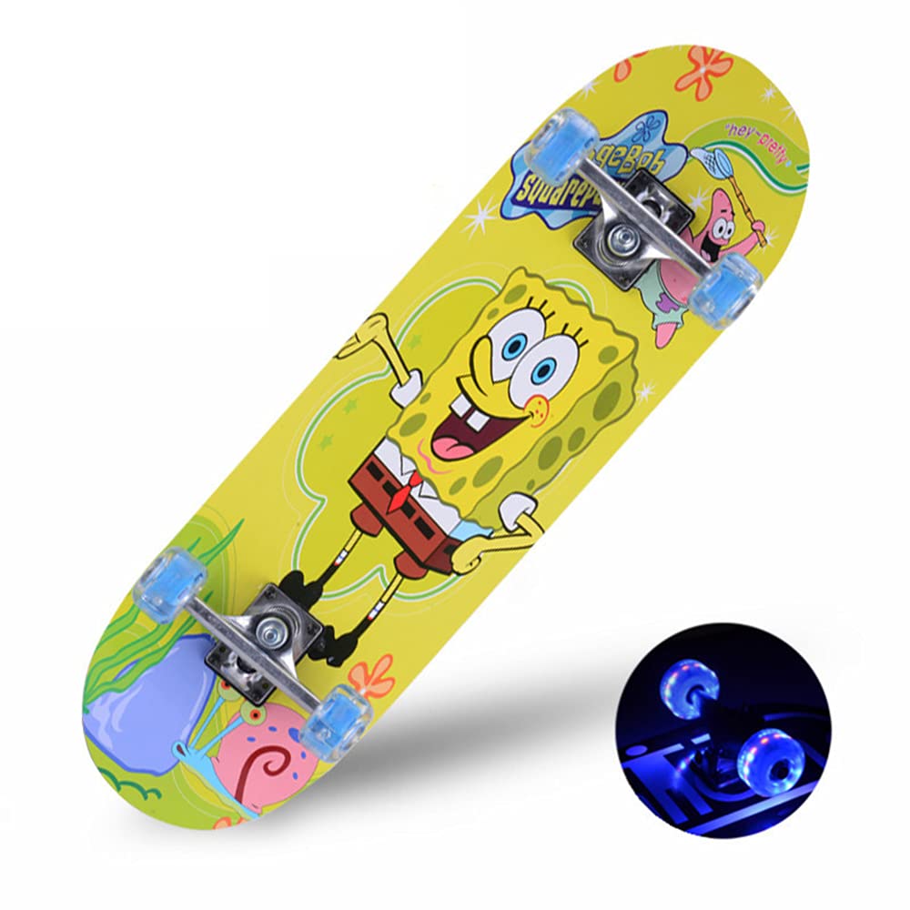 MUXIA 72cm Kids Skateboard with LED PU Wheels - Best Skateboard for Boys & Girls Ages 6-12 - Durable Sponge Deck for Beginners - Perfect for Street Skating, Park Rides & Learning Tricks