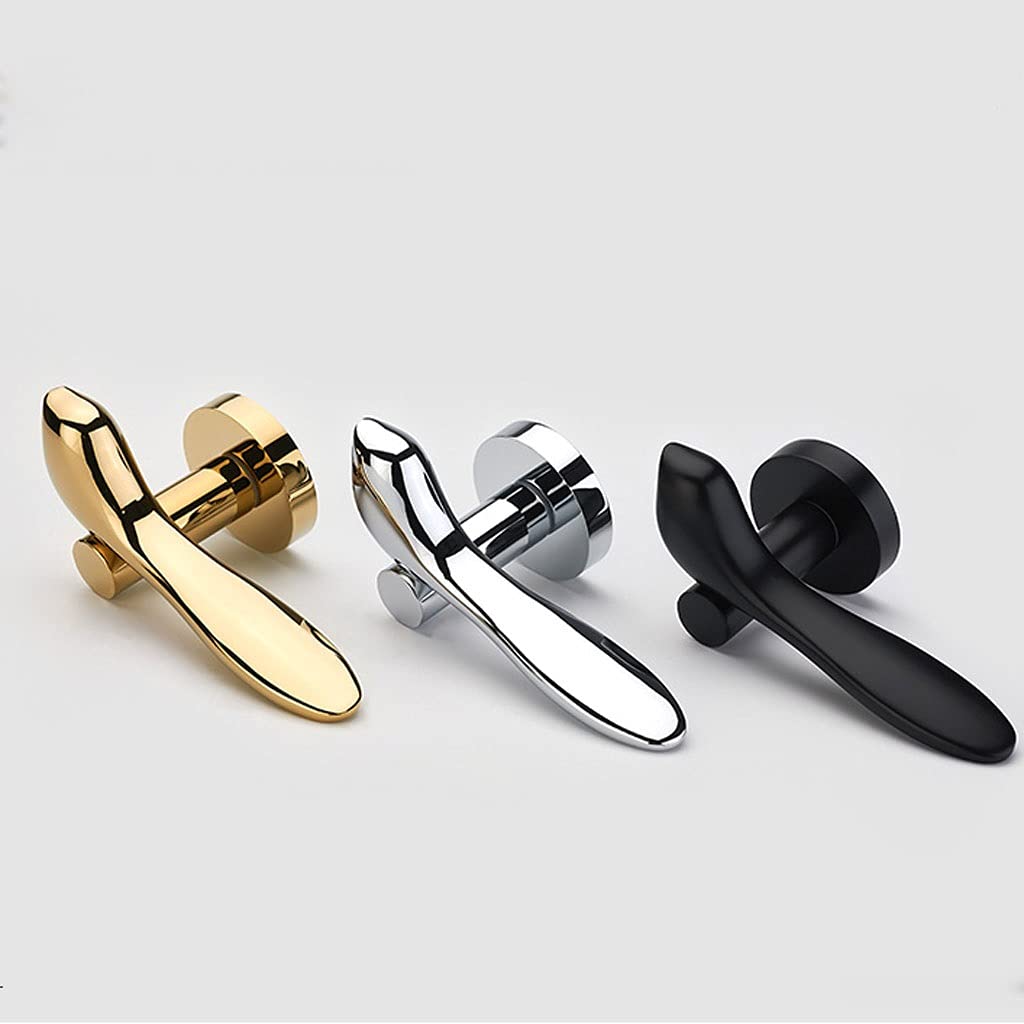**Silent Metal Door Knob Lever with Key - Bright Chrome Bedroom Bathroom Study Hallway Closet Door Handle Lock - Perfect for Noise-Sensitive Areas & Home Security**