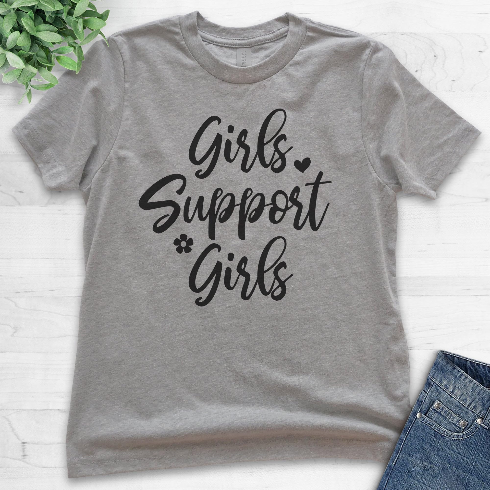EVERTREE CLOTHING Girls Support Girls T-Shirt - Youth Feminist Shirt for Kids & Teens - Girl Power Feminist Tee - Perfect for School, Playdates & Women's Rights Events