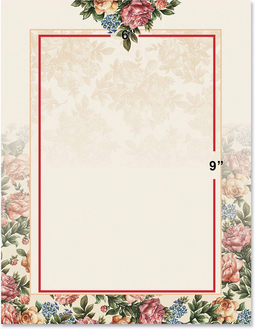 Premium Victorian Rose Floral Stationery Set - Elegant Spring Invitations, Letterhead & Border Paper (8.5