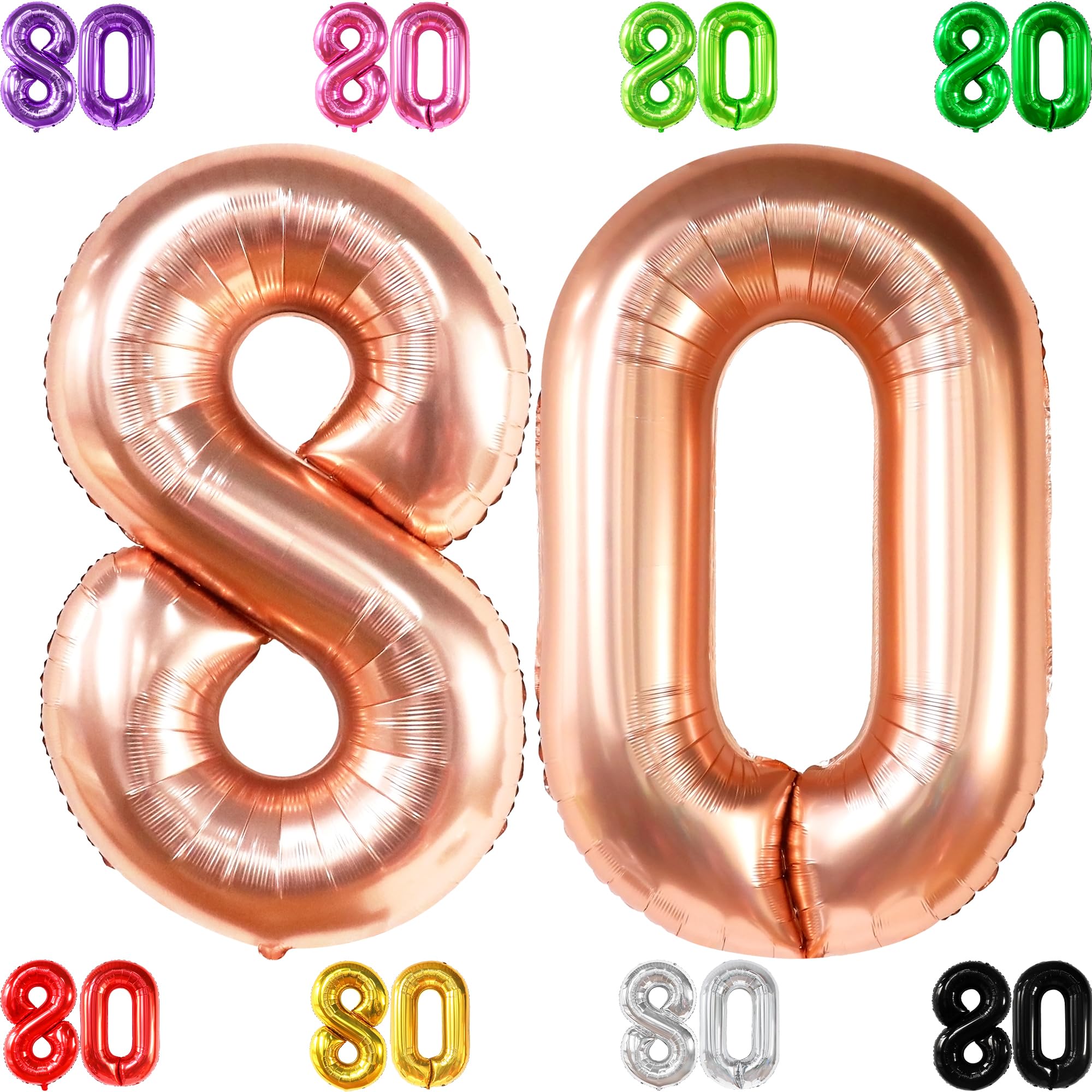 KatchOn 40 Inch Rose Gold 80 Balloon Numbers - Giant 80th Birthday Balloons for Women | Elegant Rose Gold Party Decorations | Perfect for 80th Birthday Celebrations, Anniversaries & Milestone Events