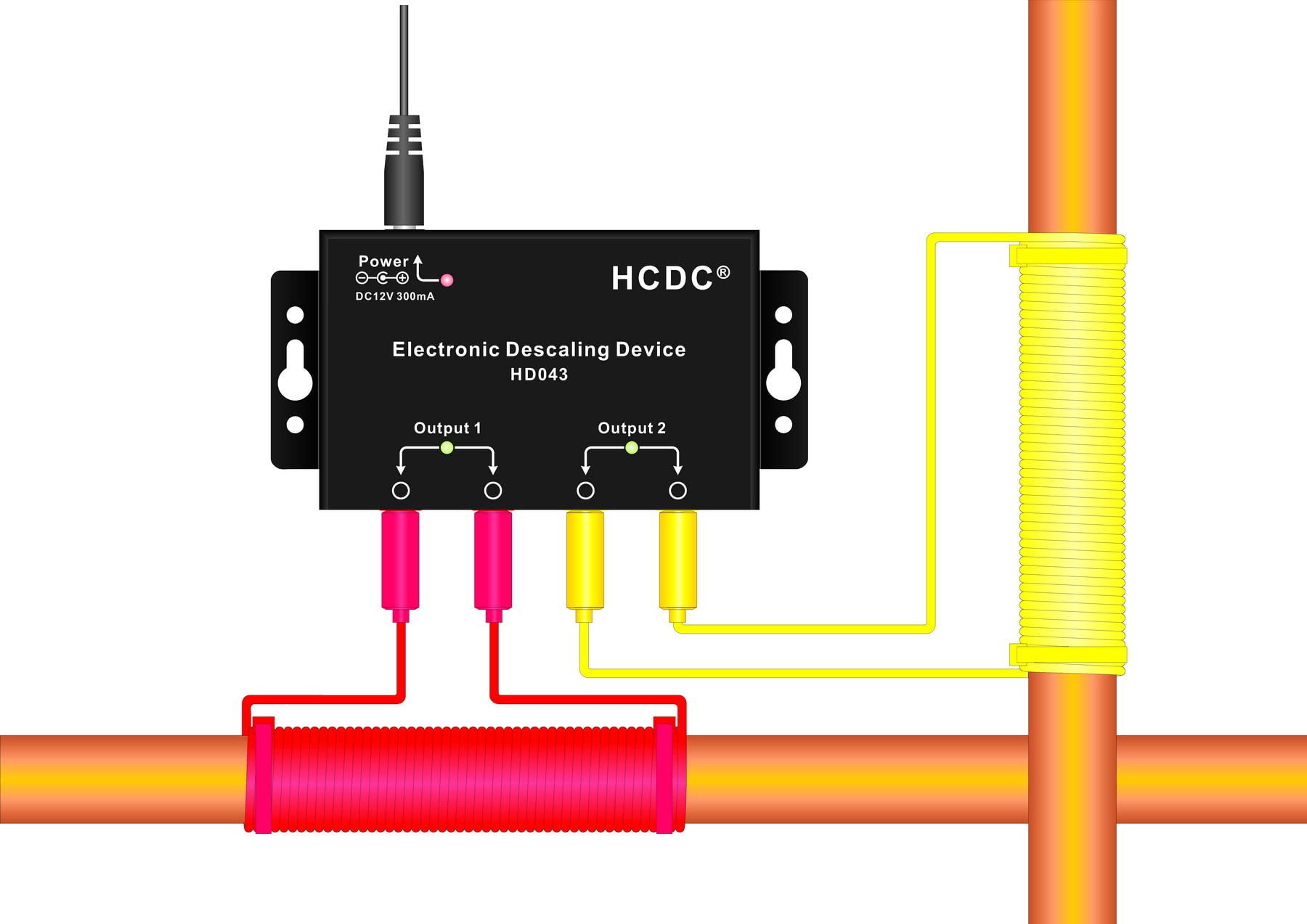 Electronic Water Descaler for Home - Eco-Friendly Water Softener Alternative - Reduces Limescale & Protects Pipes - HD043 Model - Perfect for Hard Water Areas, Dishwashers, Washing Machines & Shower Heads
