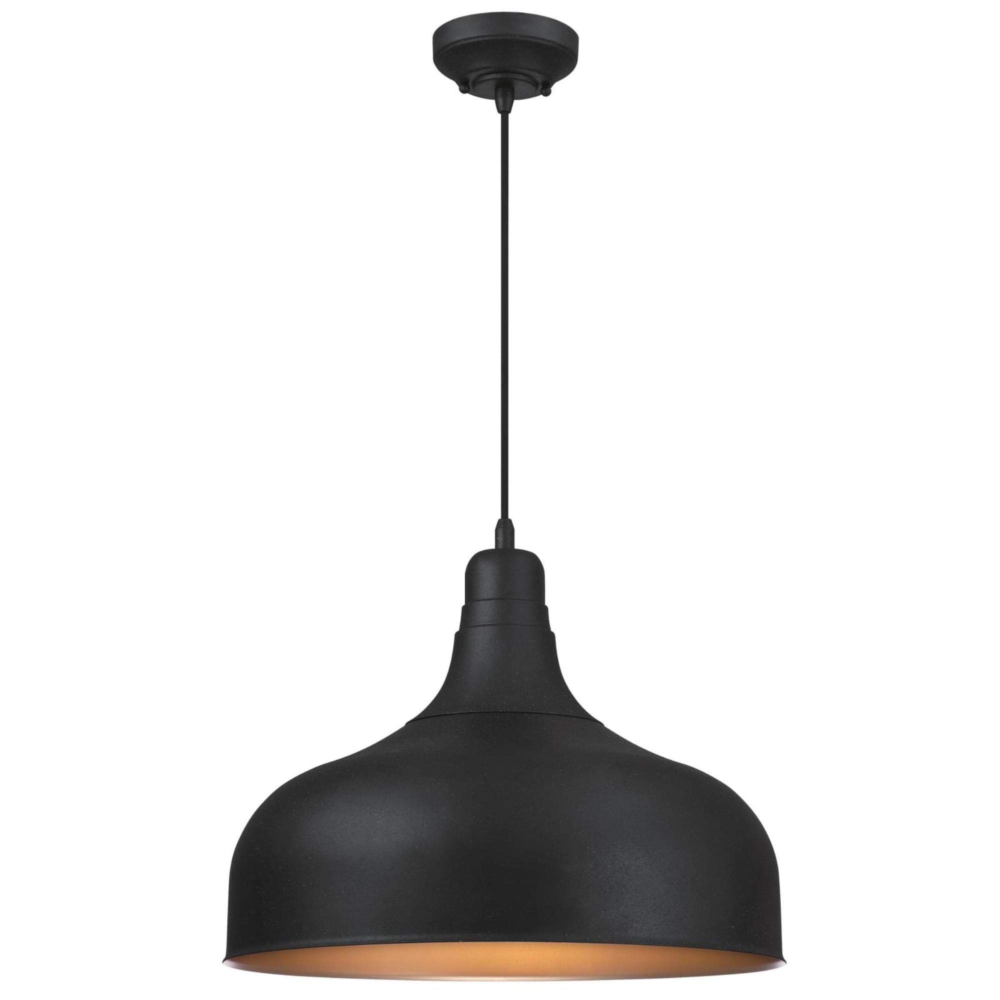 Westinghouse 6371700 Black Textured Iron Finish Morton One-Light Indoor Pendant Light Fixture – Perfect for Kitchen Island, Dining Room, or Entryway Lighting
