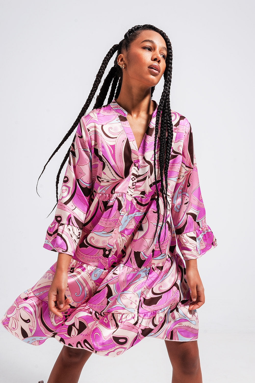 Women's 3/4 Sleeve Pink Robe - Soft & Comfortable Loungewear for Relaxing at Home