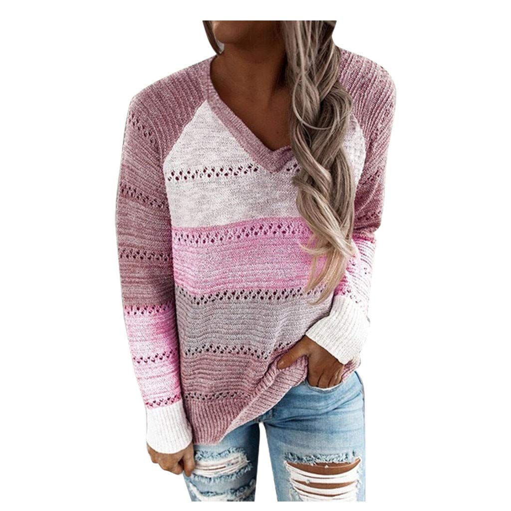 Melupa Women's Lightweight Color Block Hooded Sweater - Long Sleeve Knitted Pullover Hoodie for Casual Wear, Fall Fashion & Outdoor Activities