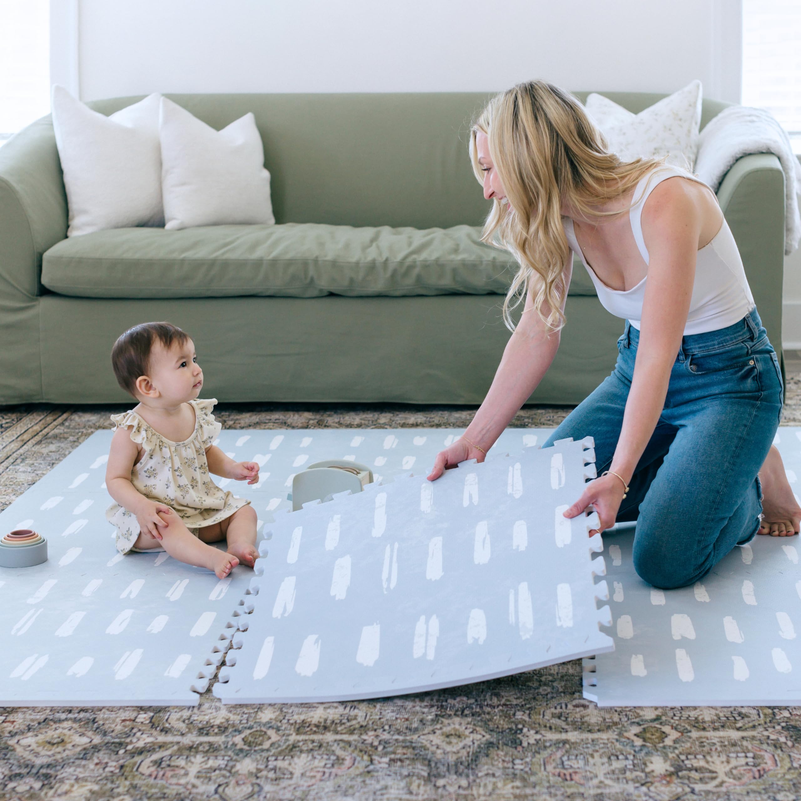Premium EVA Foam Baby Play Mat - 6x6ft Non-Toxic Floor Mat for Infants & Toddlers | Safe Crawling & Tummy Time Mat | Waterproof Nursery Playroom Rug | Perfect for Daycare, Learning & Play Areas