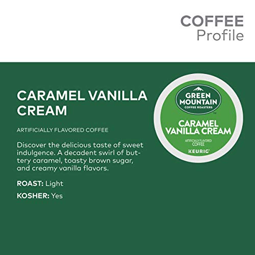 Green Mountain Coffee Roasters Caramel Vanilla Cream Light Roast K-Cup Pods - 72 Count Single-Serve Coffee for Keurig Brewers | Perfect for Morning Brew, Office Coffee Break & Afternoon Pick-Me-Up