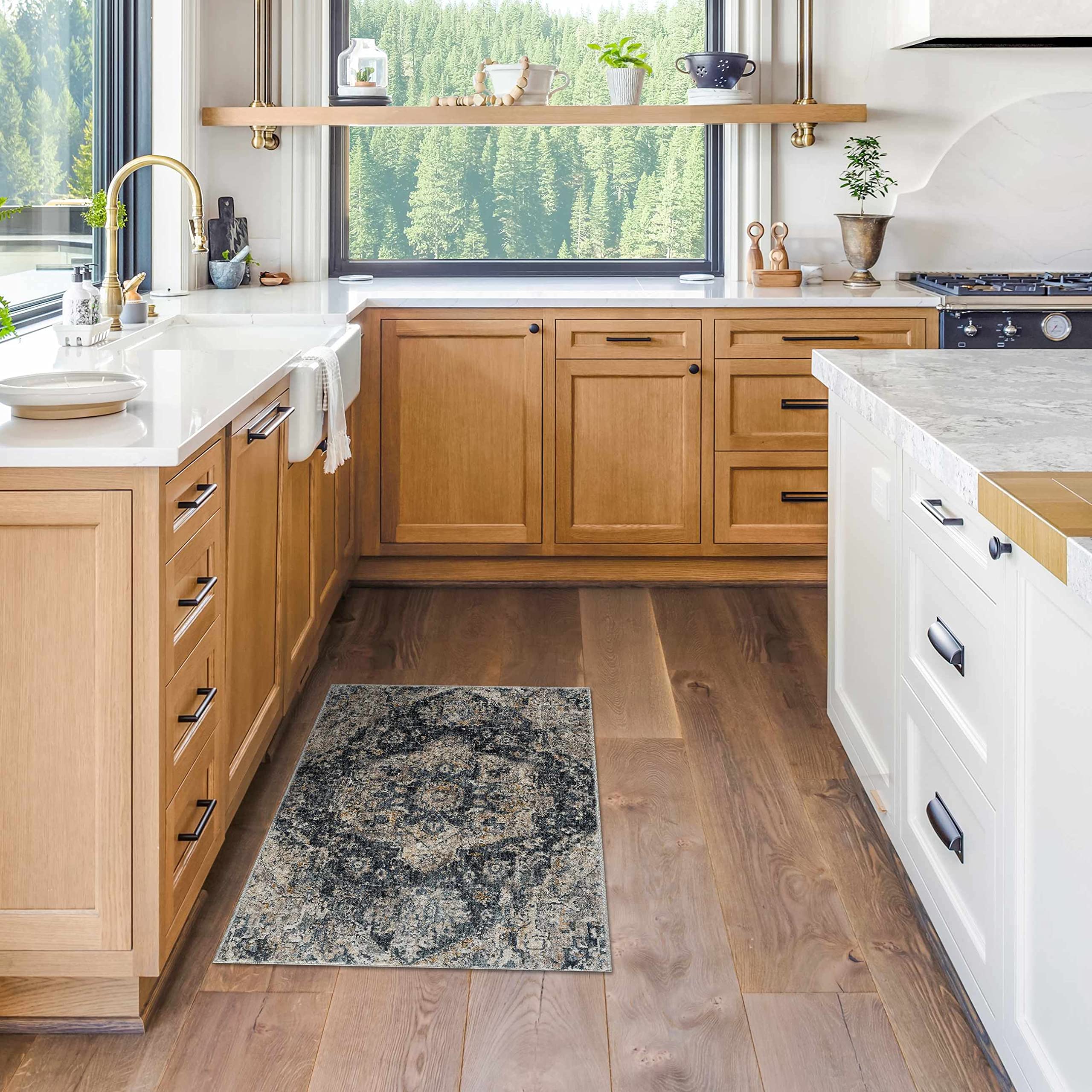 Hauteloom Beaudesert Modern Area Rug for Living Room & Bedroom - Soft Brown, Gray, Blue Handwoven Rug - 2'7