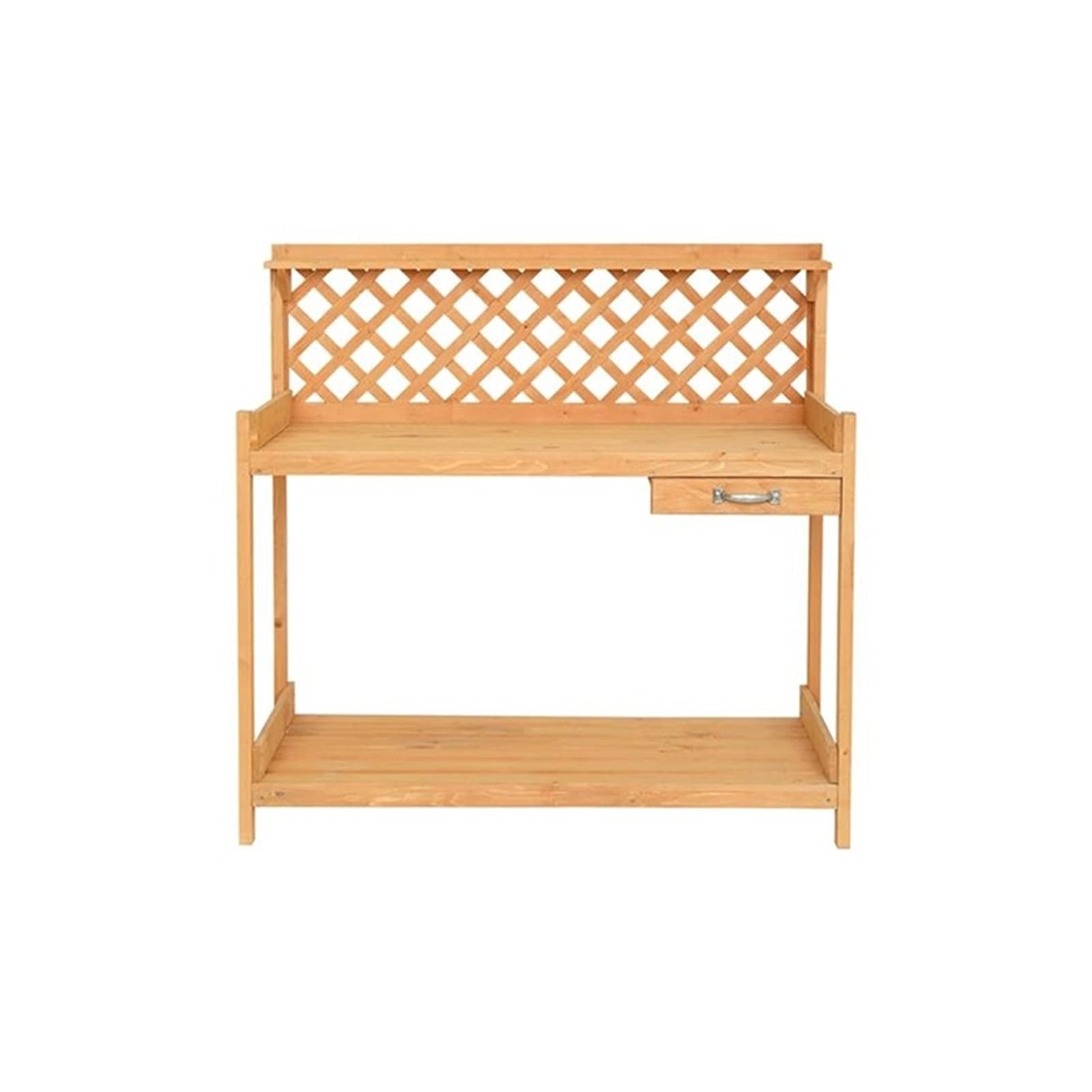 Natural Wood Raised Garden Bed Planter with Drawer - 112x114x50cm Rectangle Wooden Gardening Workbench for Outdoor Planting, Home Decor & DIY Projects