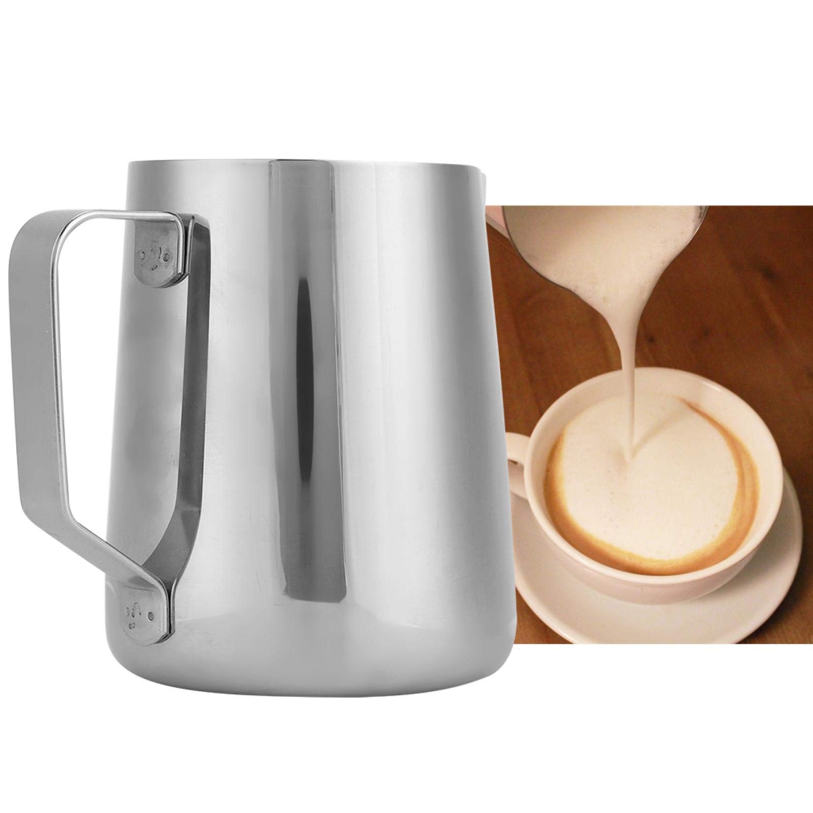 URRNDD Stainless Steel Milk Frothing Pitcher - 12oz Barista Coffee Frother Cup for Latte, Cappuccino & Hot Chocolate - Perfect for Home Kitchens & Coffee Shops