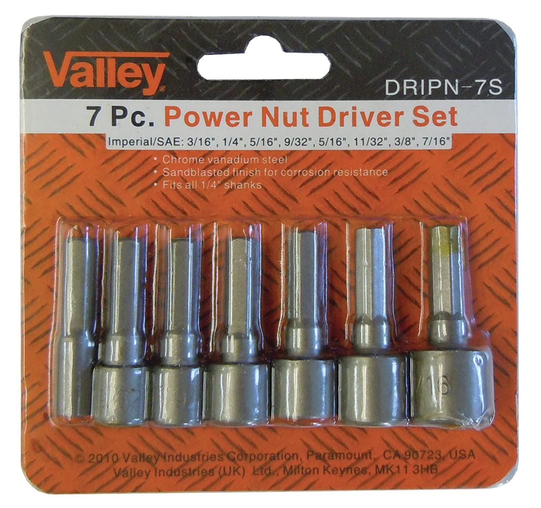 7-Piece SAE Power Nut Driver Bit Set - Durable & Precision Tools for Automotive, Machinery & DIY Projects