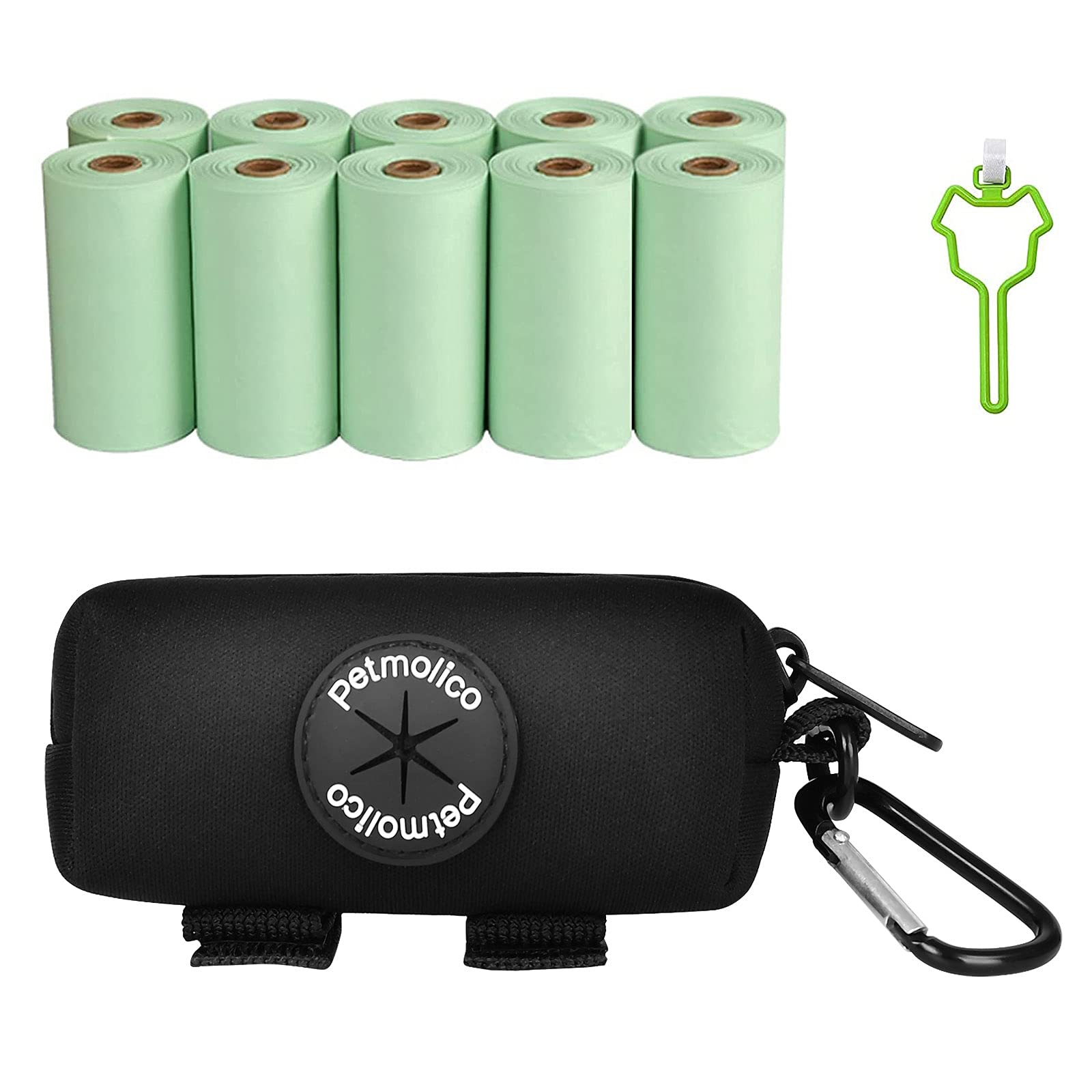 Premium Dog Poop Bag Dispenser Holder - Leash Attachment for Easy Waste Cleanup, Includes 10 Rolls of Poop Bags & Secure Clip - Perfect for Walks, Hikes & Outdoor Adventures with Your Pet (Black)