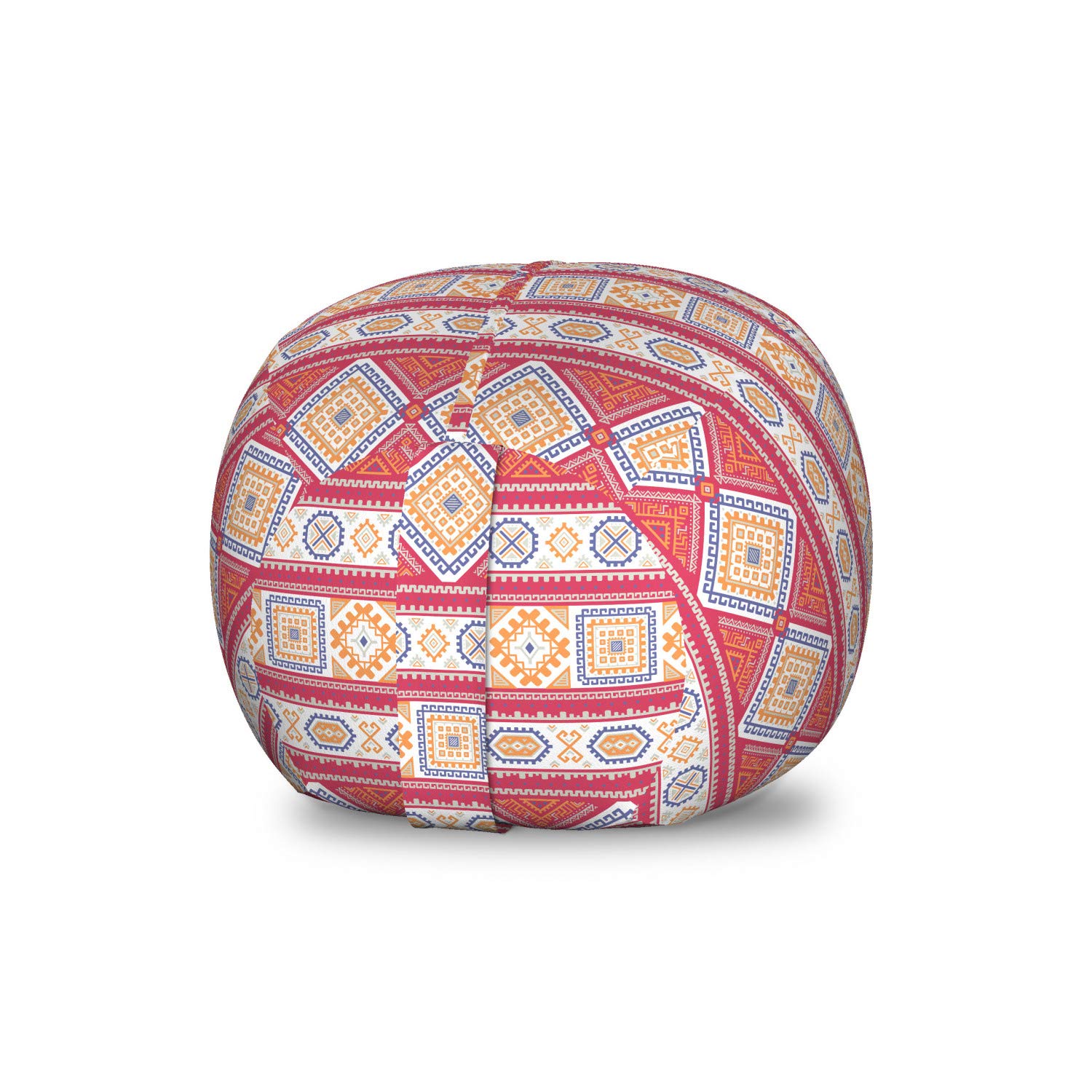 Ambesonne Tribal Toy Storage Bag Chair - Modern Rhythmic Motif Design, Washable Stuffed Animal Organizer, Small Size Pale Ruby Apricot - Perfect for Kids' Room, Nursery, or Playroom Organization