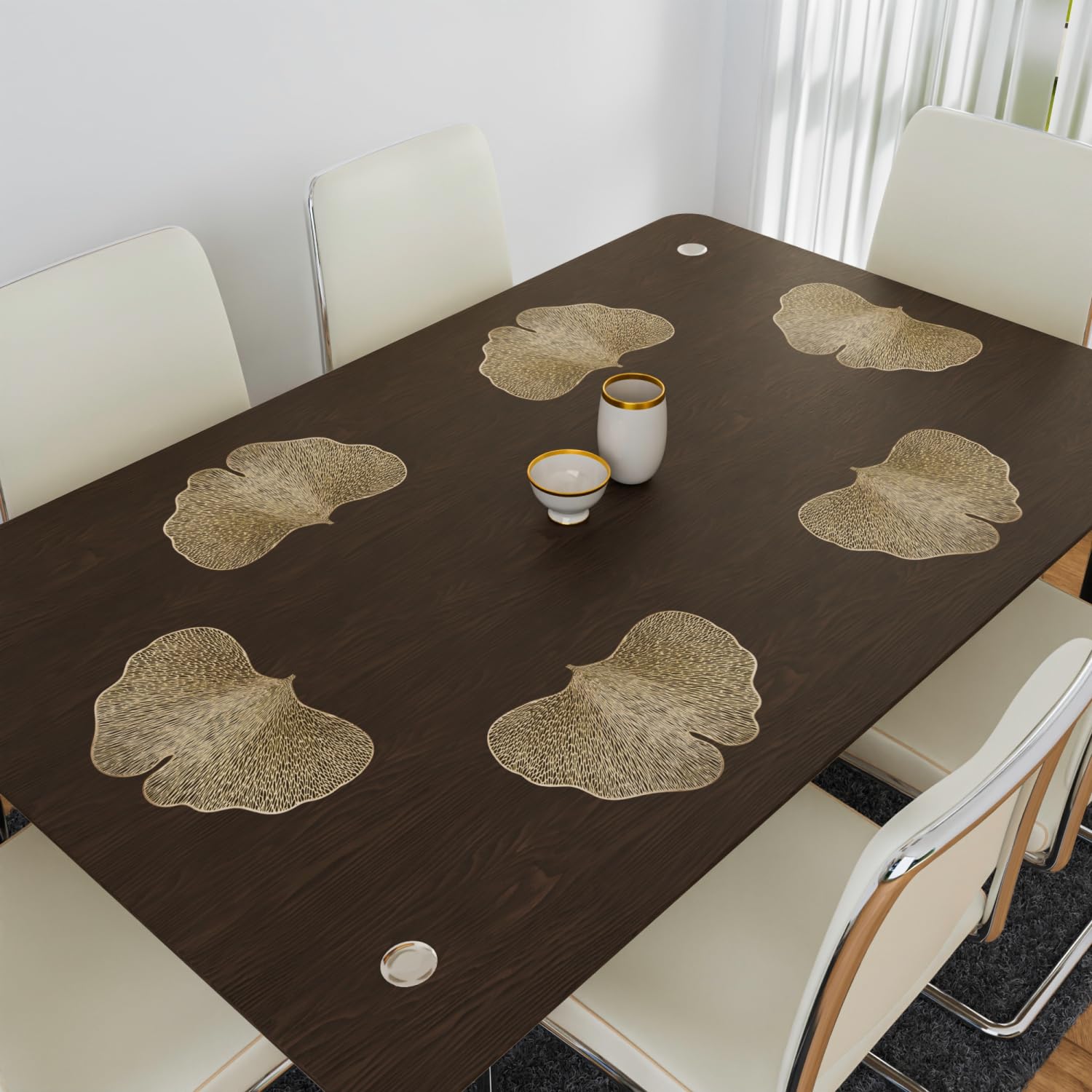 Kuber Industries Designer Butterfly Placemat Set | 4-Piece Golden Table Mats for Dining Room & Side Tables | Perfect for Home Decor, Parties, and Everyday Use