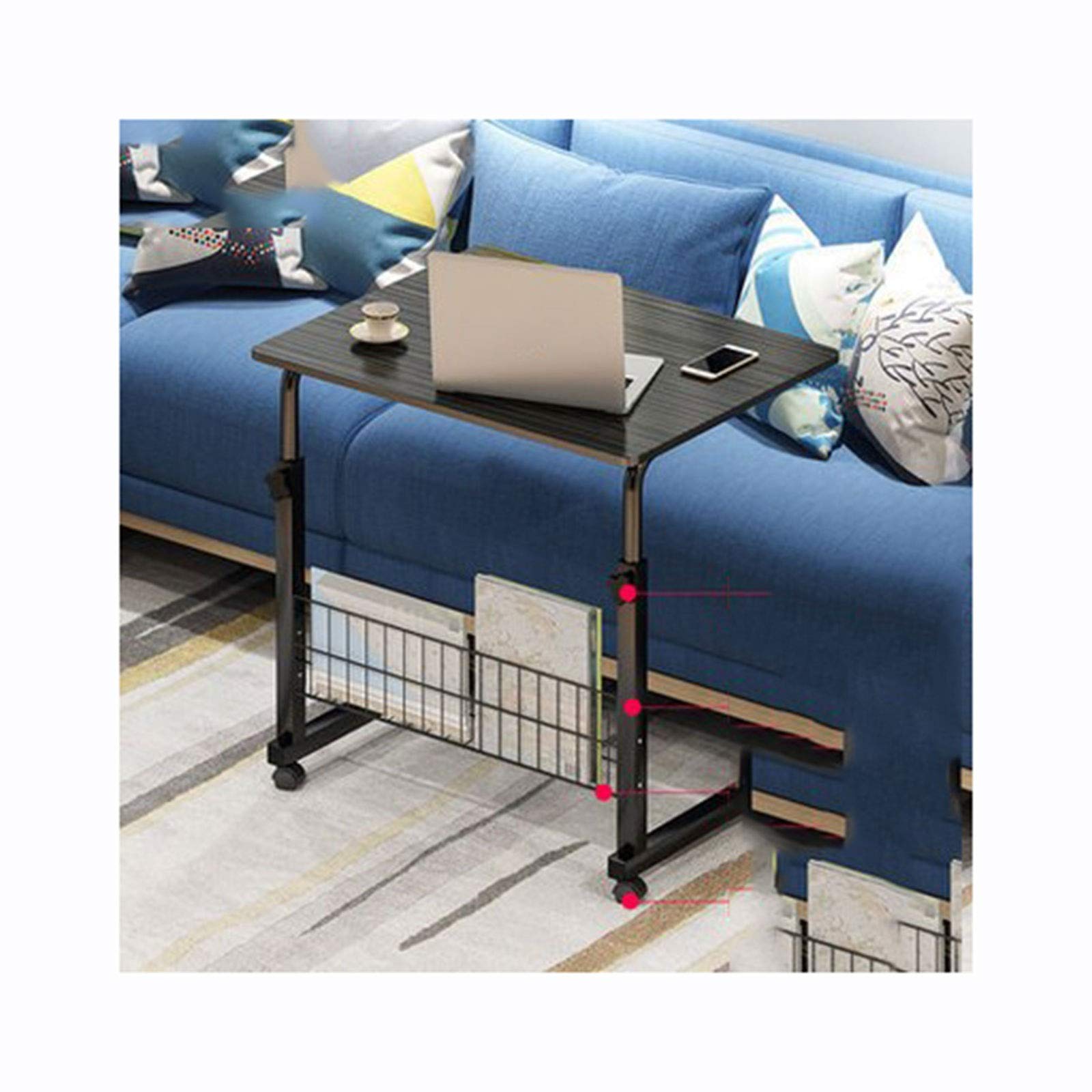 Adjustable Height Laptop Desk with Wheels - Portable Mobile Computer Stand for Home & Office - Ergonomic Black Gold Design (Model 6040) - Perfect for Workstations, Gaming & Study Spaces