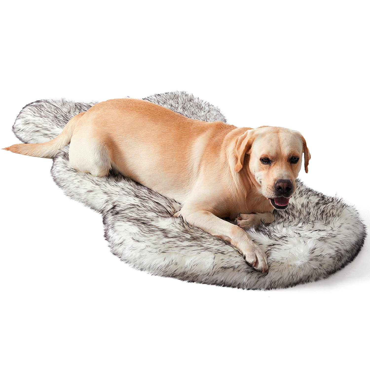 Medario Faux Fur Dog Bed with Memory Foam - Ultra Soft Warm Plush Pet Bed for Large Dogs, Washable Luxury Puppy Bed Cushion & Modern Pet Carpet - Perfect for Living Room, Bedroom or Kennel Comfort