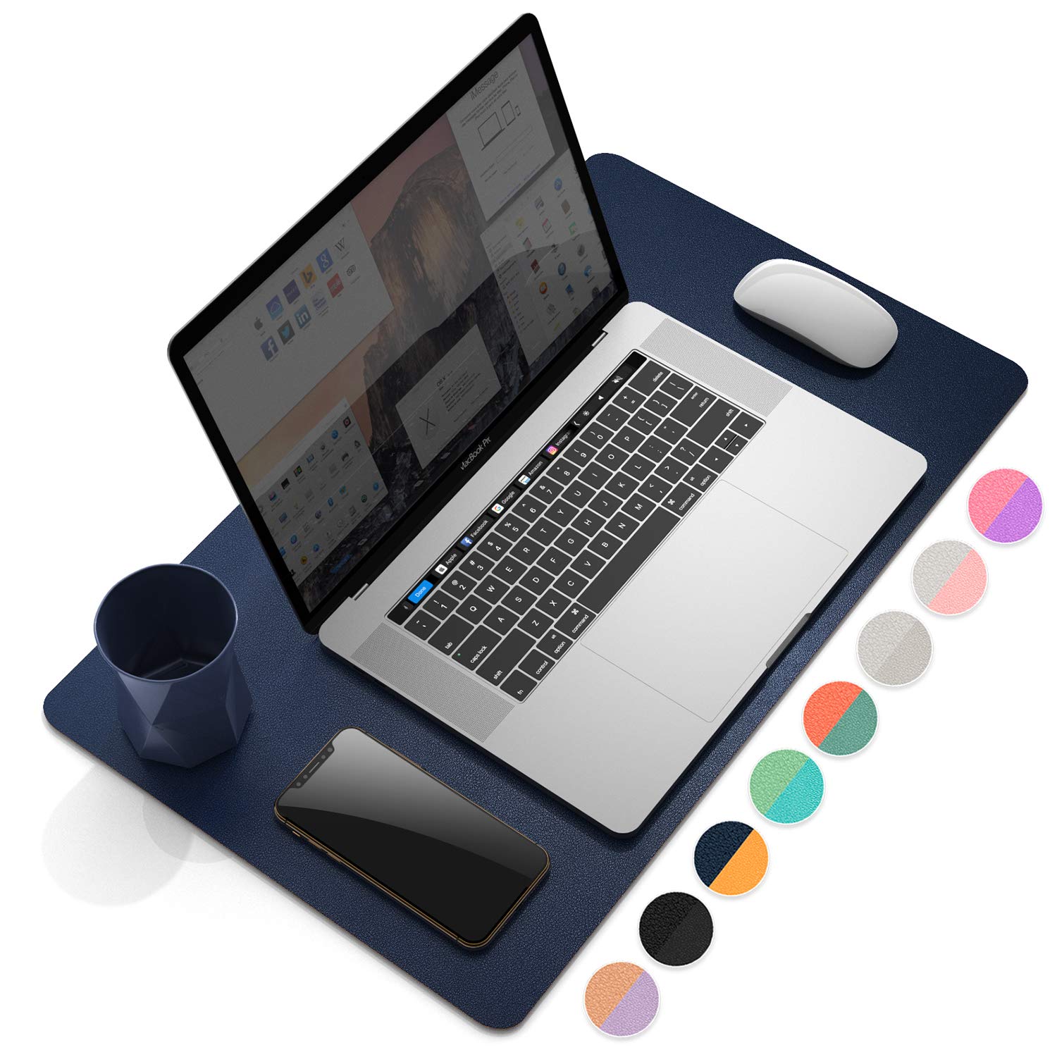 YSAGi Large Leather Desk Mat - Waterproof Dual-Sided Mouse Pad for Keyboard & Computer (23.6