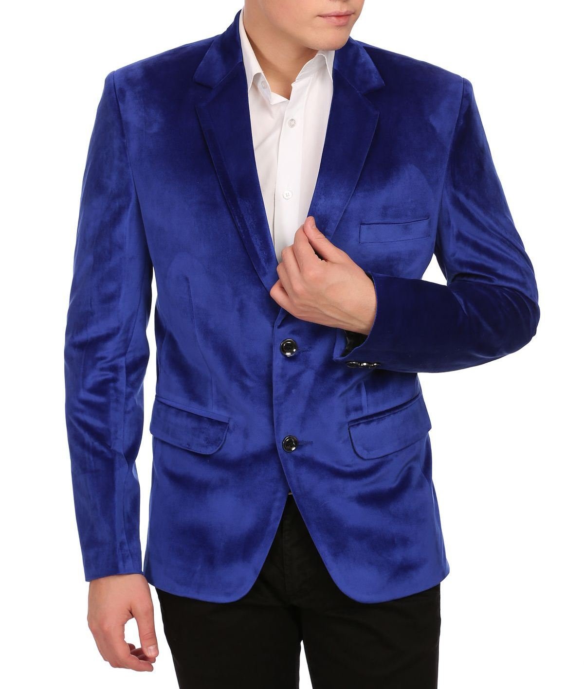 Vintage Men's Velvet Grandad Collar Formal Blazer Jacket - 7 Color Options for Wedding, Party & Special Occasions