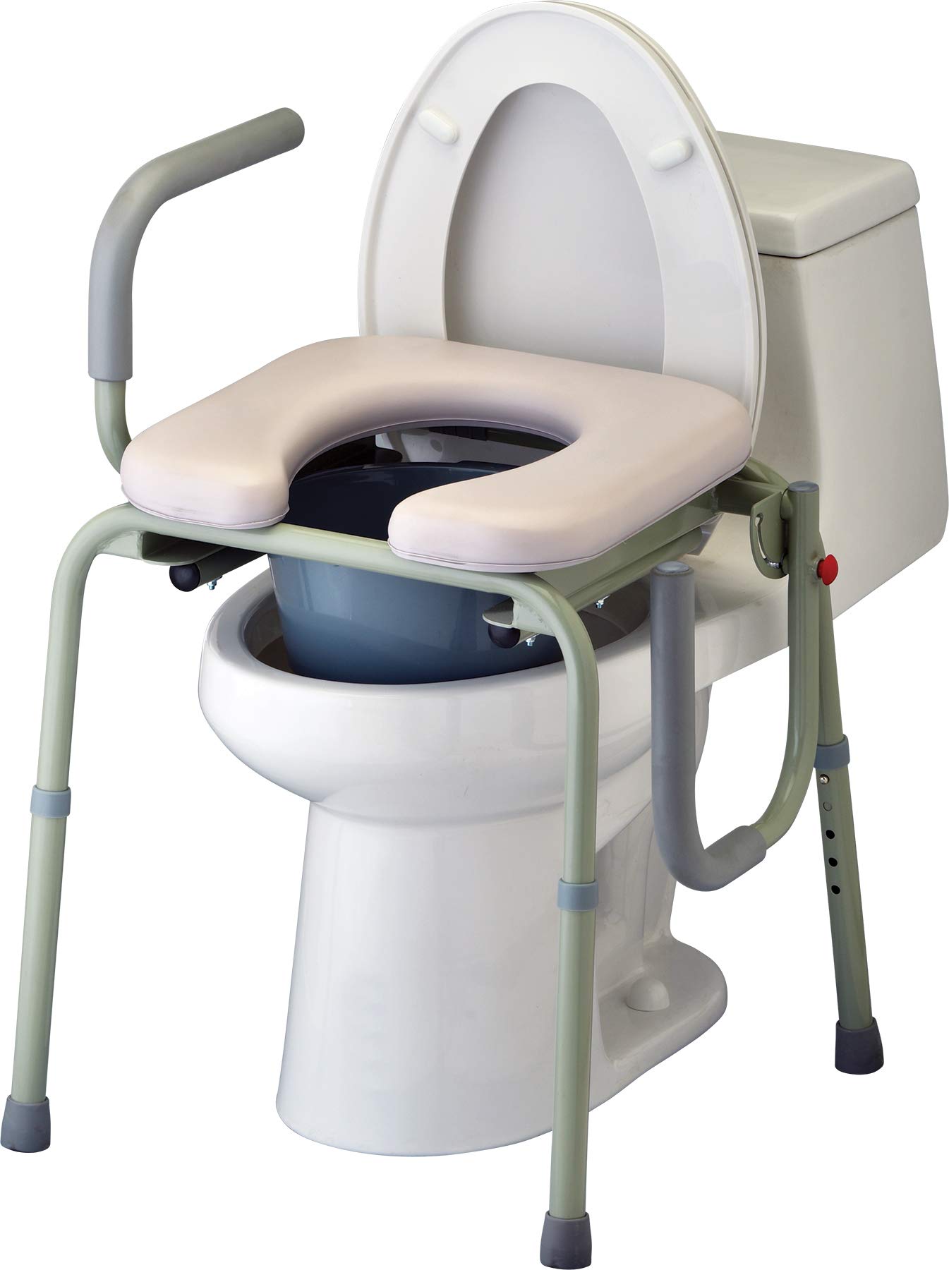 NOVA Medical Drop Arm Commode with Padded Seat - Adjustable Height Bedside Toilet Chair with Bucket, Lid & Splash Guard for Elderly & Disabled - Gray Stand-Alone Commode for Home Care & Hospital Use