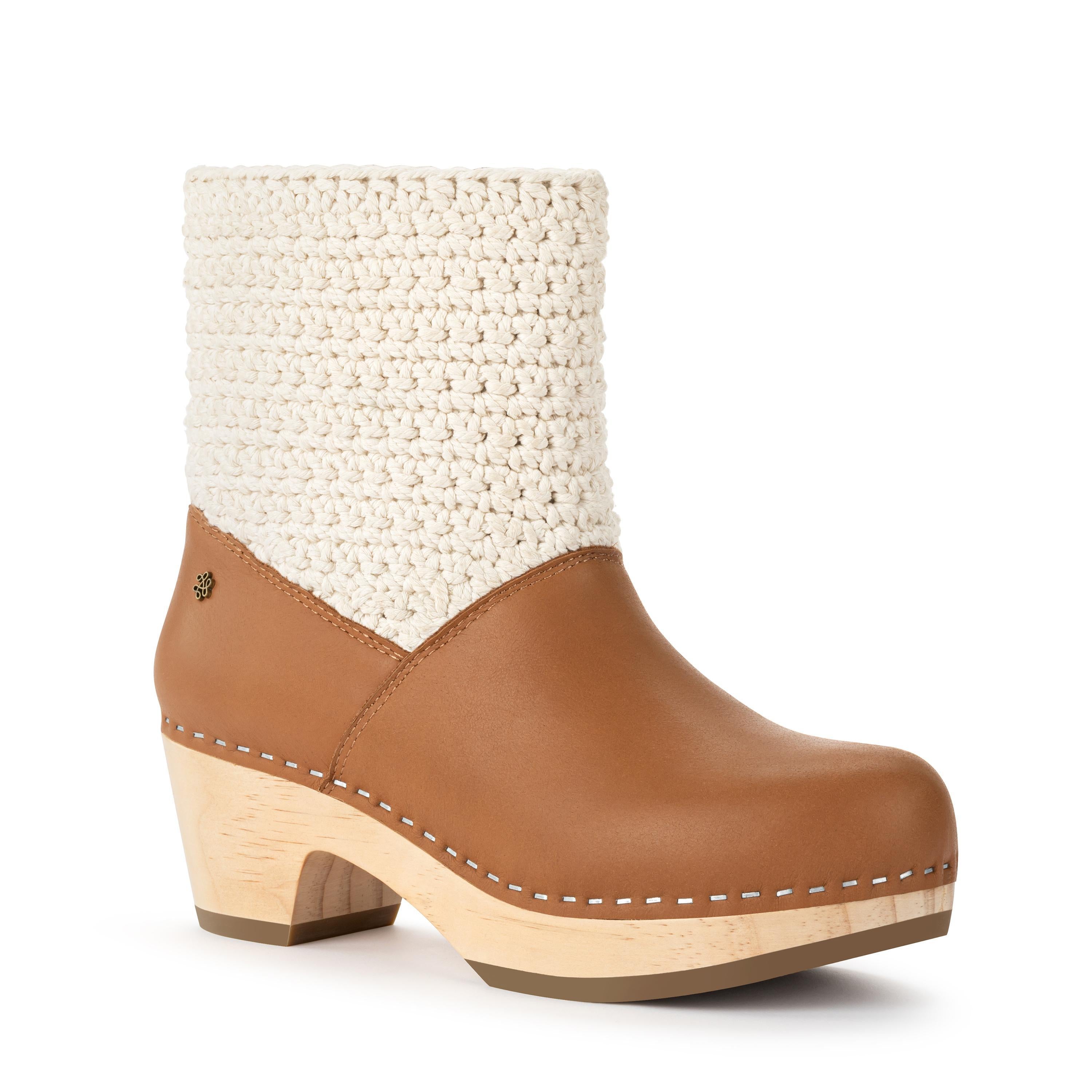 Paloma Clog Boots - Genuine Leather Women's Ankle Boots in Tobacco Brown | Comfortable & Stylish for Fall & Winter Fashion