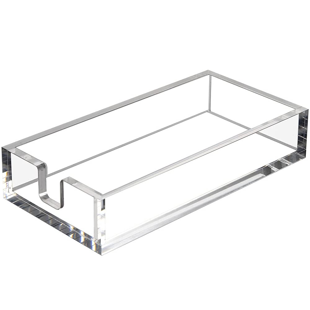 HIIMEI Clear Acrylic Napkin Holder & Guest Towel Tray for Bathroom, Kitchen, Hotel, Restaurant - Perfect for Parties, Weddings & Events - Disposable Paper Towel Organizer for Home & Commercial Use
