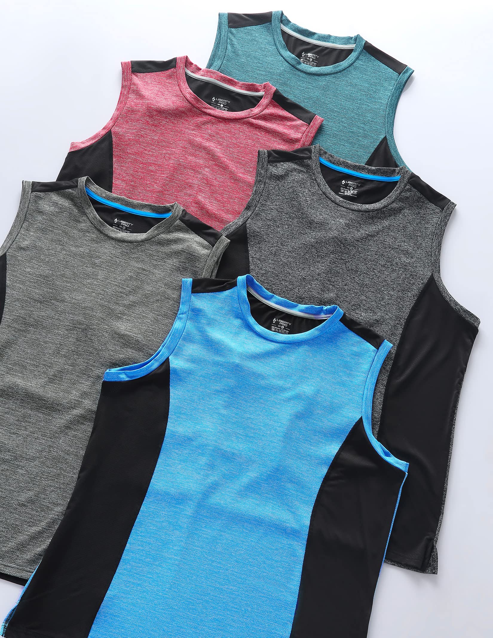 Liberty Imports 5-Pack Men's Stretch Cool Dry Muscle Tank Tops - Moisture Wicking Athletic Shirts for Gym, Running & Workout - Breathable Crewneck Sleeveless Activewear for Men