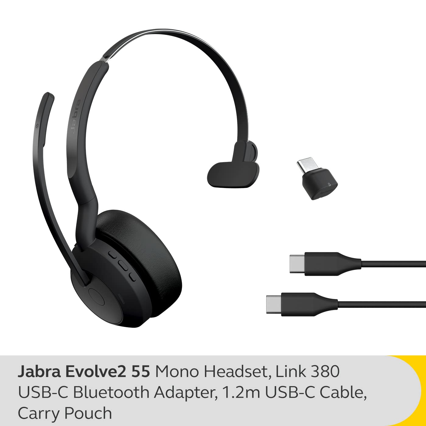 Jabra Evolve2 55 Mono Wireless Headset with Air Comfort Technology - Noise Cancelling Microphone & ANC - UC Compatible (Zoom, Google Meet) - Black - Perfect for Home Office & Remote Work