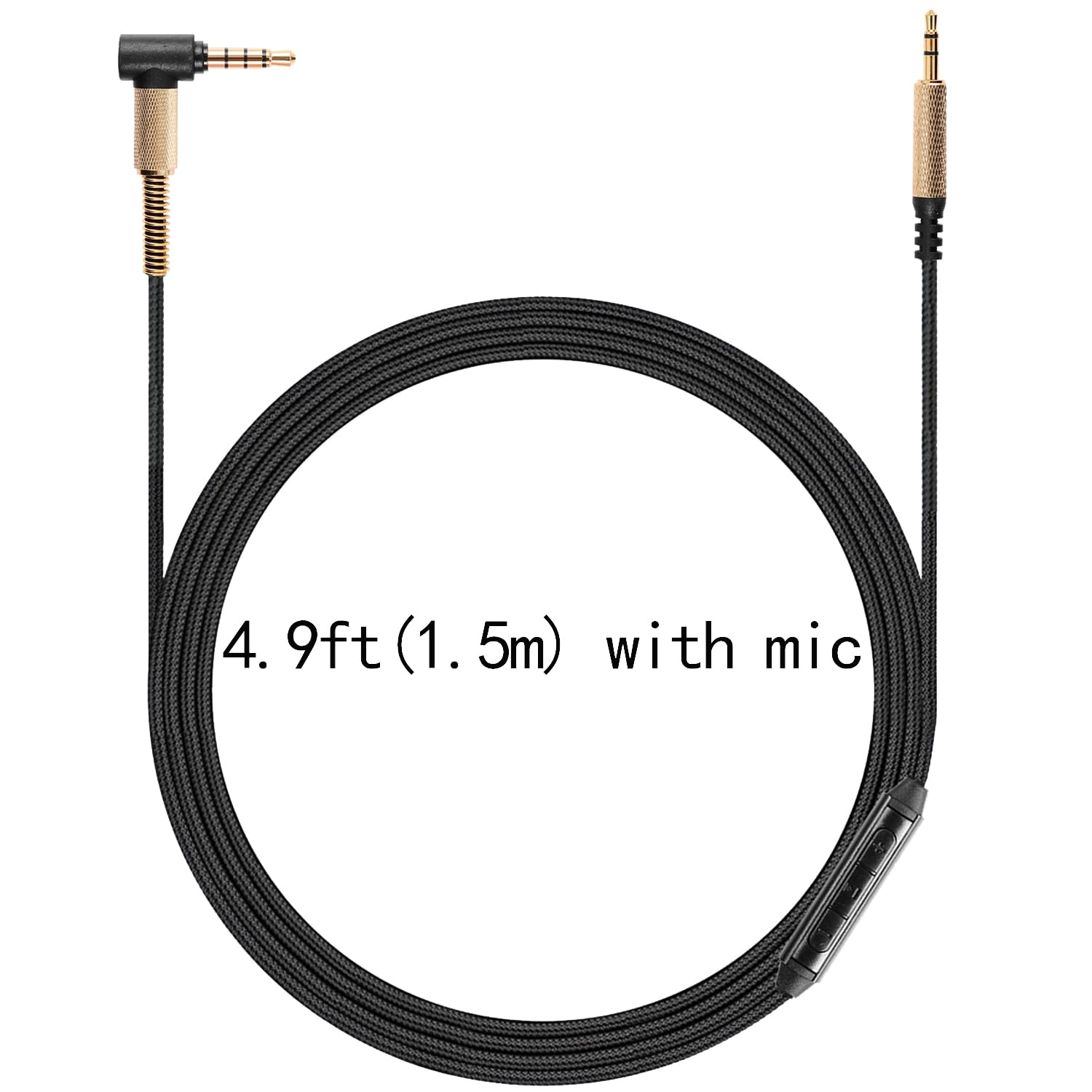 Beats Solo3/Solo Pro & Marshall Major3/4 Replacement Audio Cable with In-Line Mic & Volume Control - 4.9ft Aux Cord for Wireless Headphones, PS4, PS5, MP3 Players - Perfect for Gaming, Music & Travel