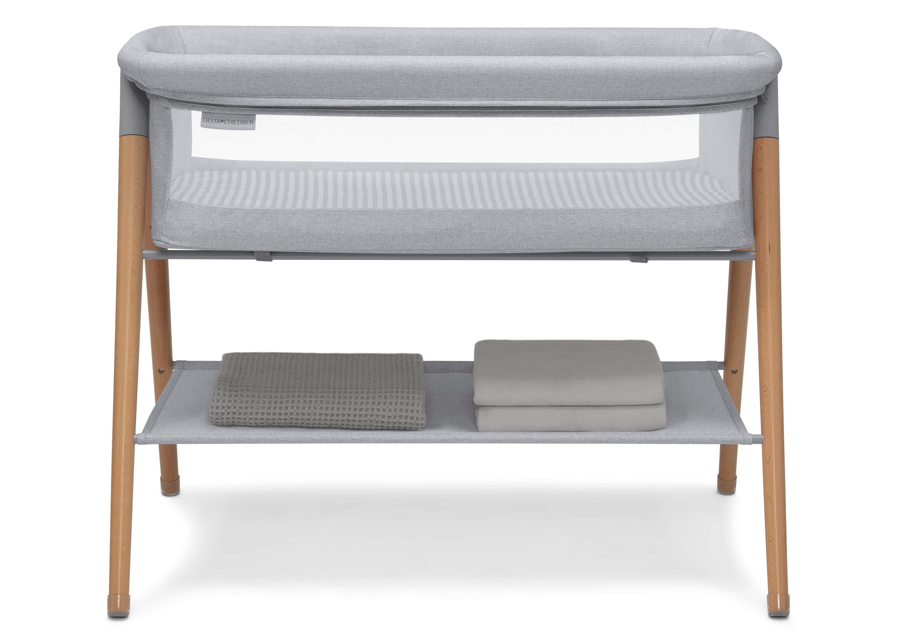 Haven by the Bed Bassinet with Natural Beechwood Legs - Portable Baby Crib for Newborns - Perfect for Nursery, Bedroom & Travel
