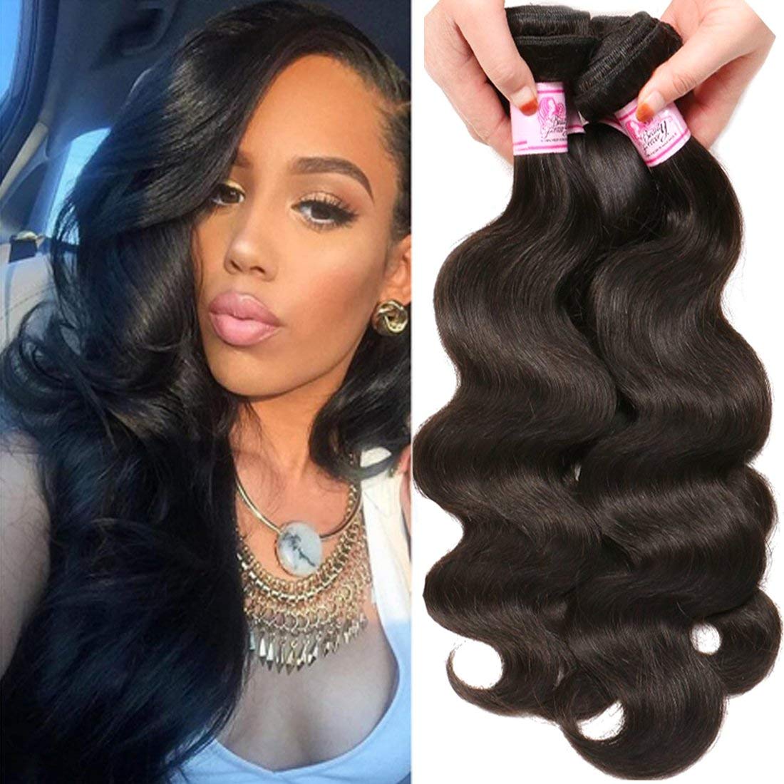 Beauty Forever Indian Body Wave Hair Extensions - 3 Bundles 100% Unprocessed Virgin Human Hair Weaves, Natural Color (20 22 24 Inch) 95-100g per Bundle | Perfect for Weddings, Parties & Daily Styling