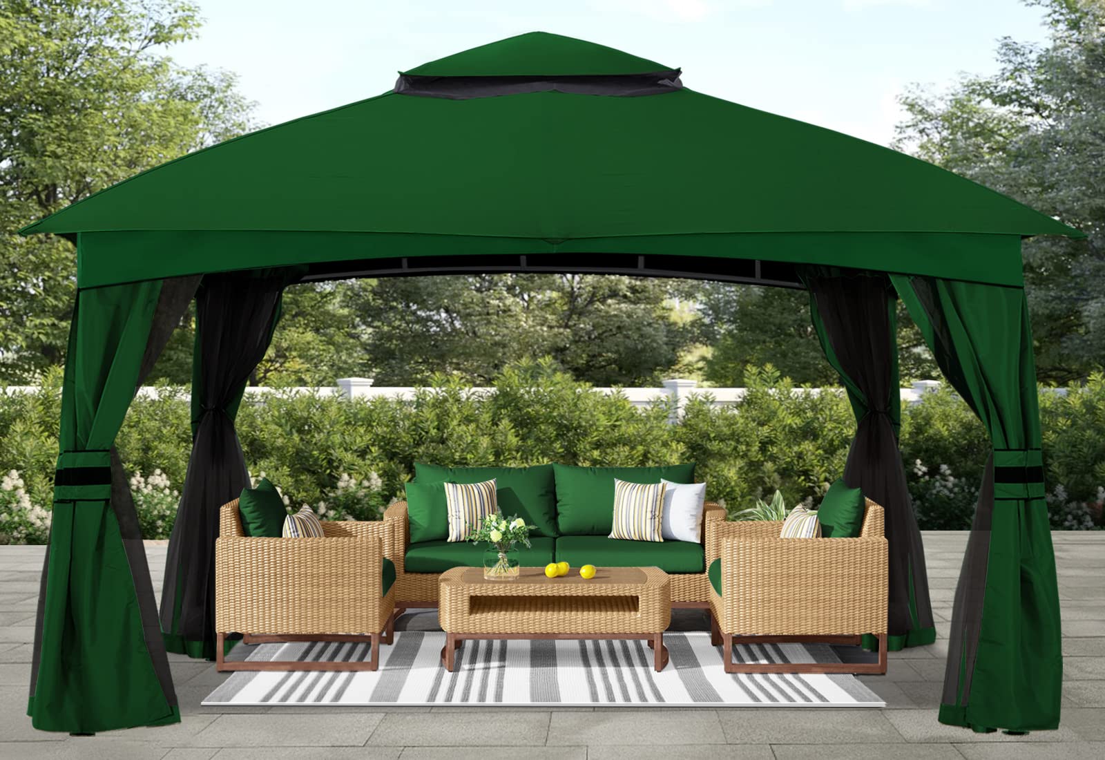 ABCCANOPY 10x12 Outdoor Gazebo with Mosquito Netting - Waterproof Patio Canopy for Shade & Rain Protection, Durable Garden Gazebo for Backyard, Deck, Lawn & Outdoor Parties (Forest Green)