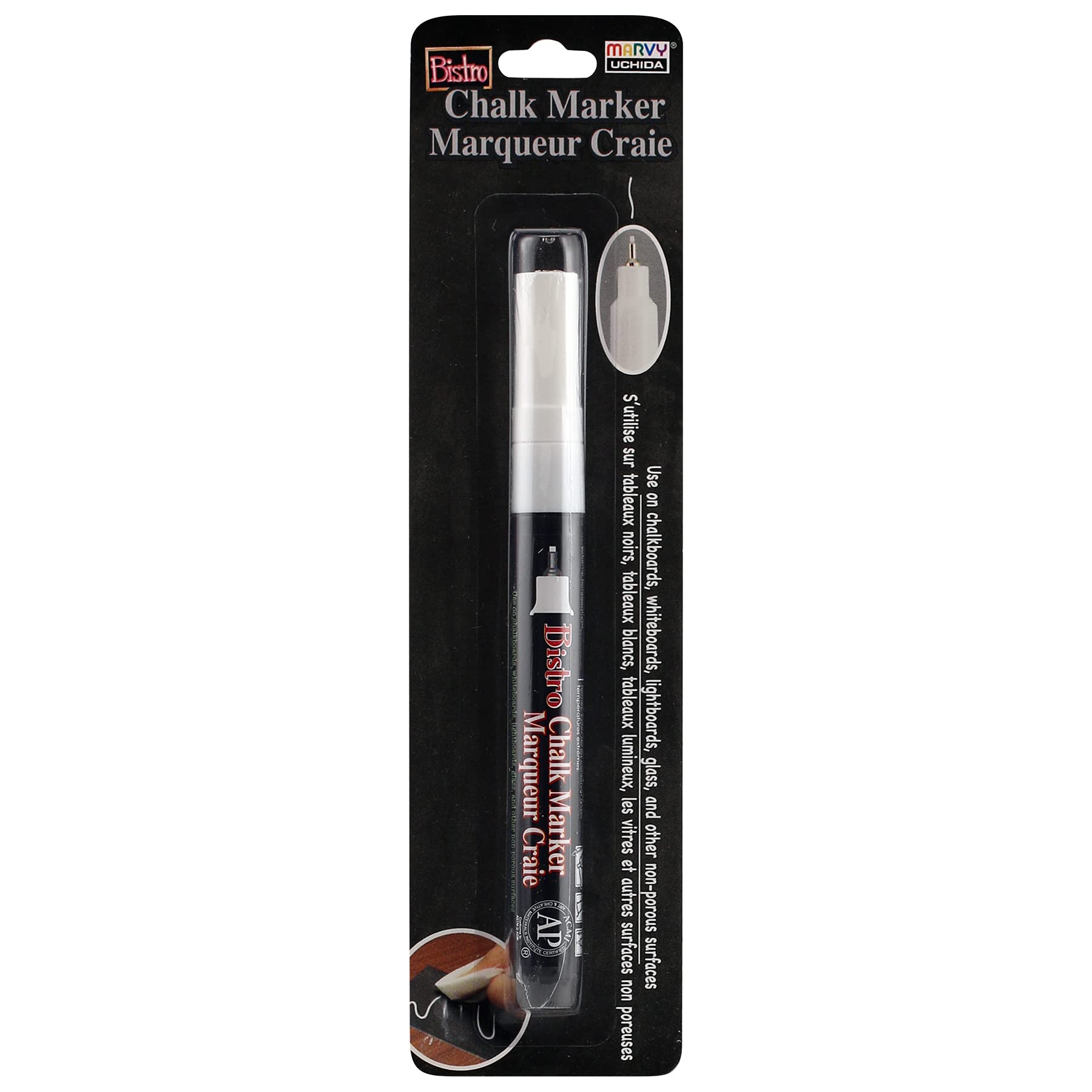 Uchida of America Extra Fine Tip Bistro Chalk Marker - White | Washable Liquid Chalk Pen for Menu Boards, Signs, Glass & Windows | Perfect for Restaurants, Cafes & Retail Stores