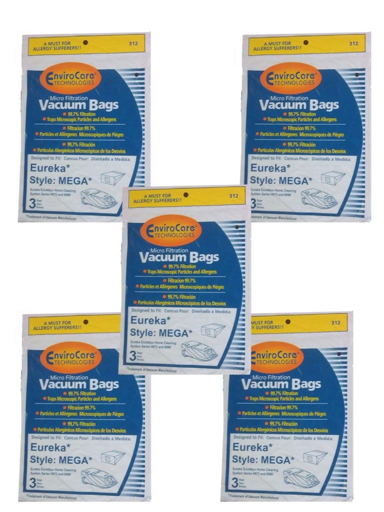 EnviroCare 15 Bags (5 Pack) for Eureka MEGA #58624 Vacuum - Allergen Filter Bags Compatible with Excalibur Powerteam 6975 & 6990 Models - Ideal for Pet Hair, Dust & Allergy Relief at Home