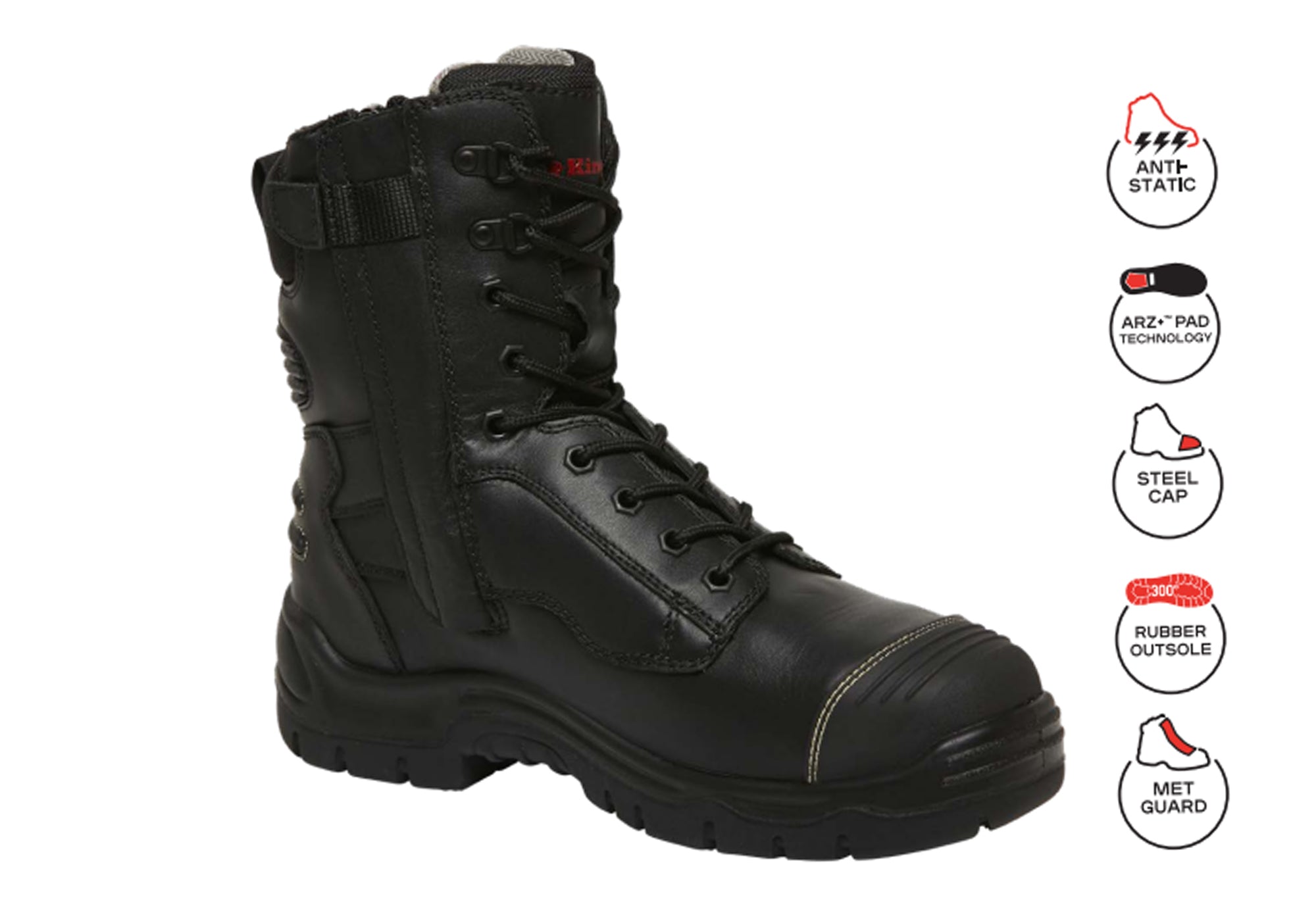 KingGee Men's Phoenix 8Z Met Safety Work Boots - Steel Toe, Slip Resistant, Comfortable for Construction & Industrial Work | Perfect for Warehouse, Factory & Outdoor Job Sites