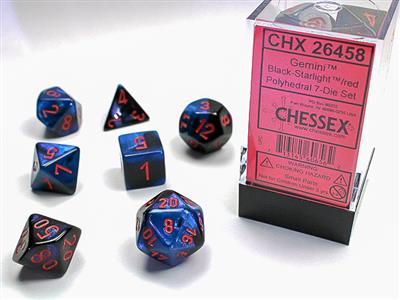 Gemini Polyhedral Black Starlight Red 7 Piece Dice Set for Dungeons & Dragons, RPG Games and Tabletop Adventures