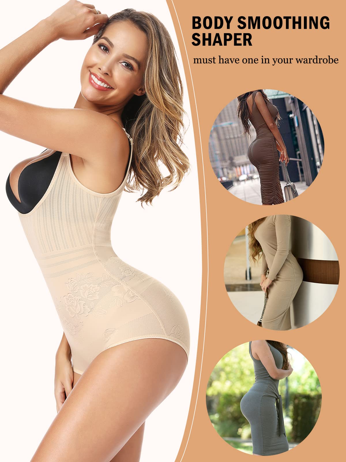 JOYSHAPER Women's Shapewear Bodysuit - Tummy Control Seamless Open Bust Body Shaper for Slimming & Smoothing | Perfect for Dresses, Workout & Everyday Wear