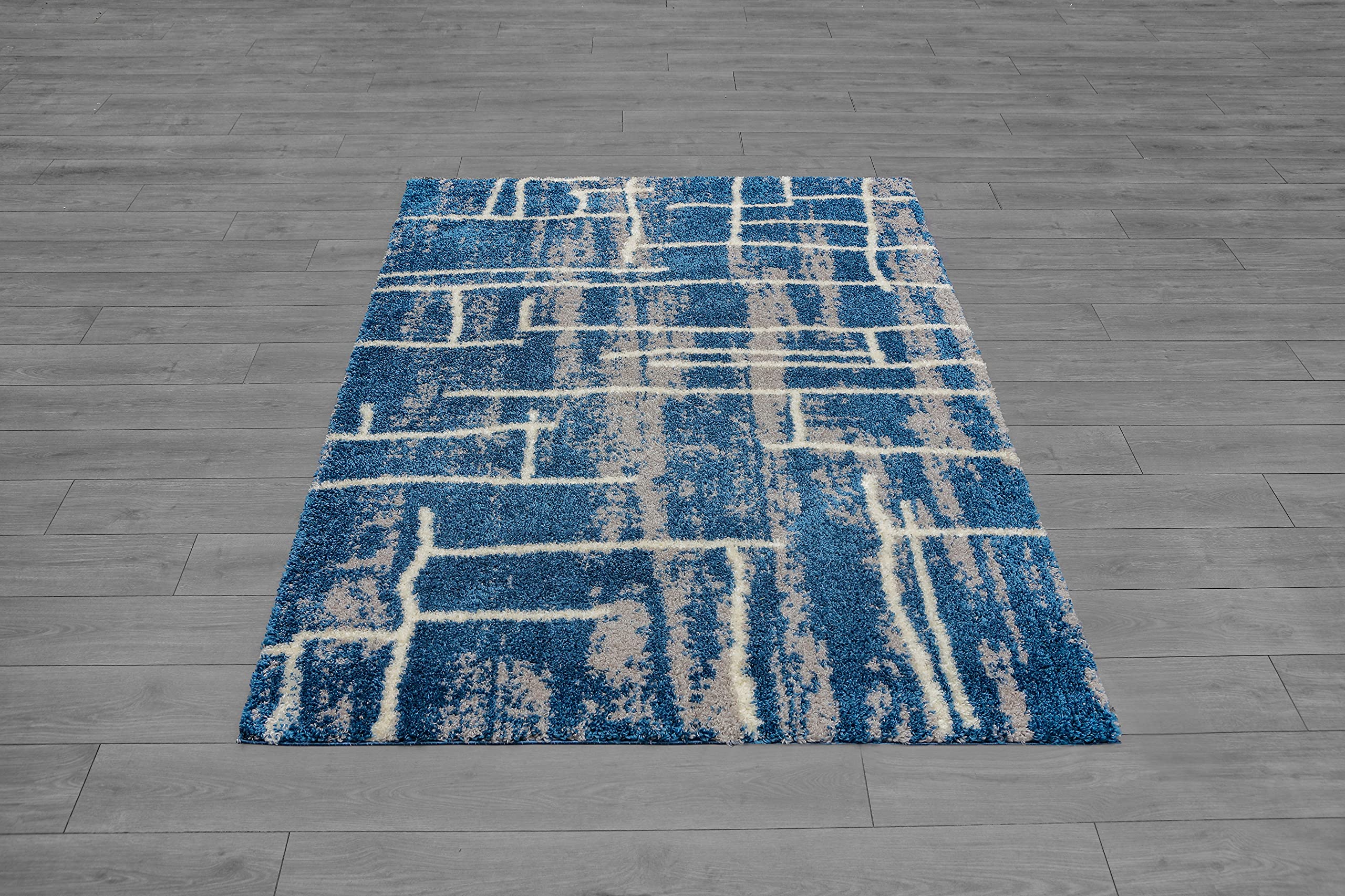 Ladole Rugs Florence Navy/Cream Abstract Area Rug - Soft Modern Non-Slip Living Room Carpet for Bedroom, Office & Home Decor
